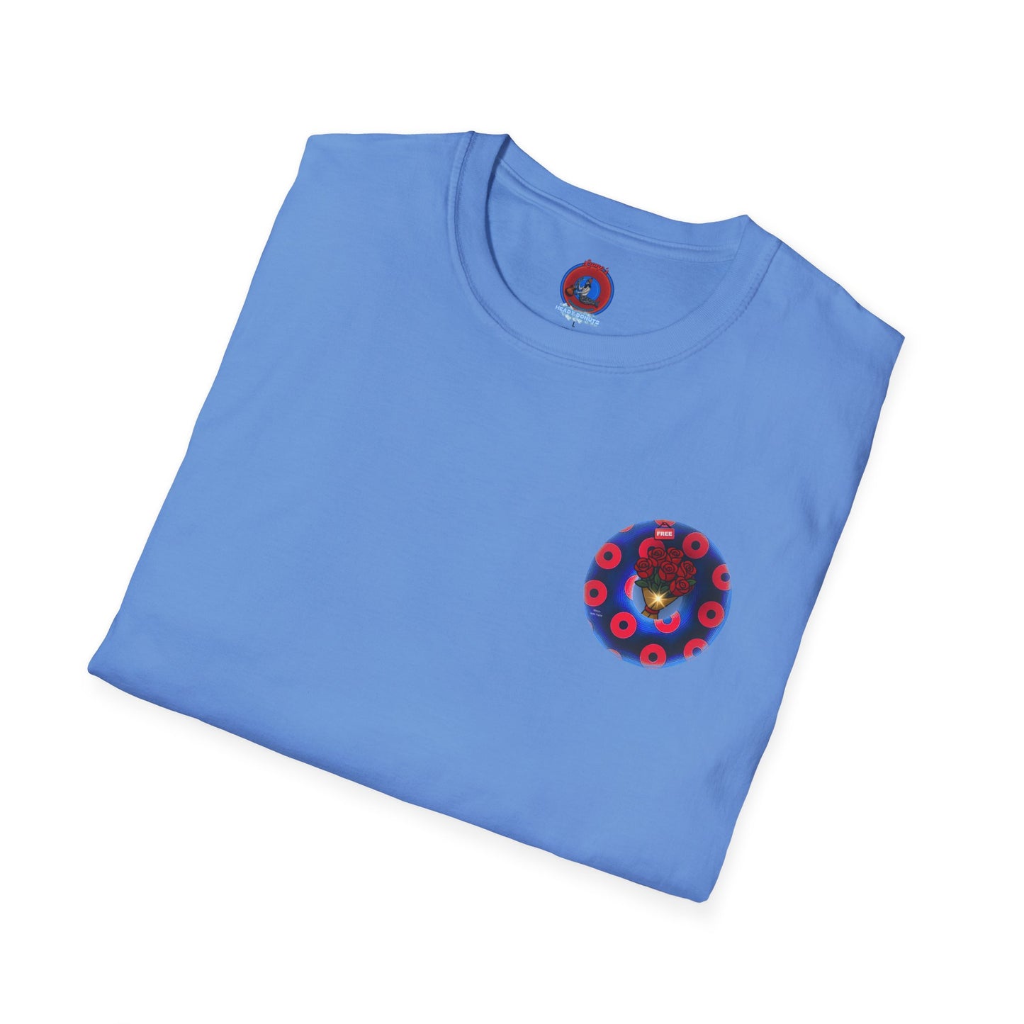 Classic Donut Tee - Unisex Soft-Style - "Donuts of Phreedom" - red/blue paradoxical blimpy donut