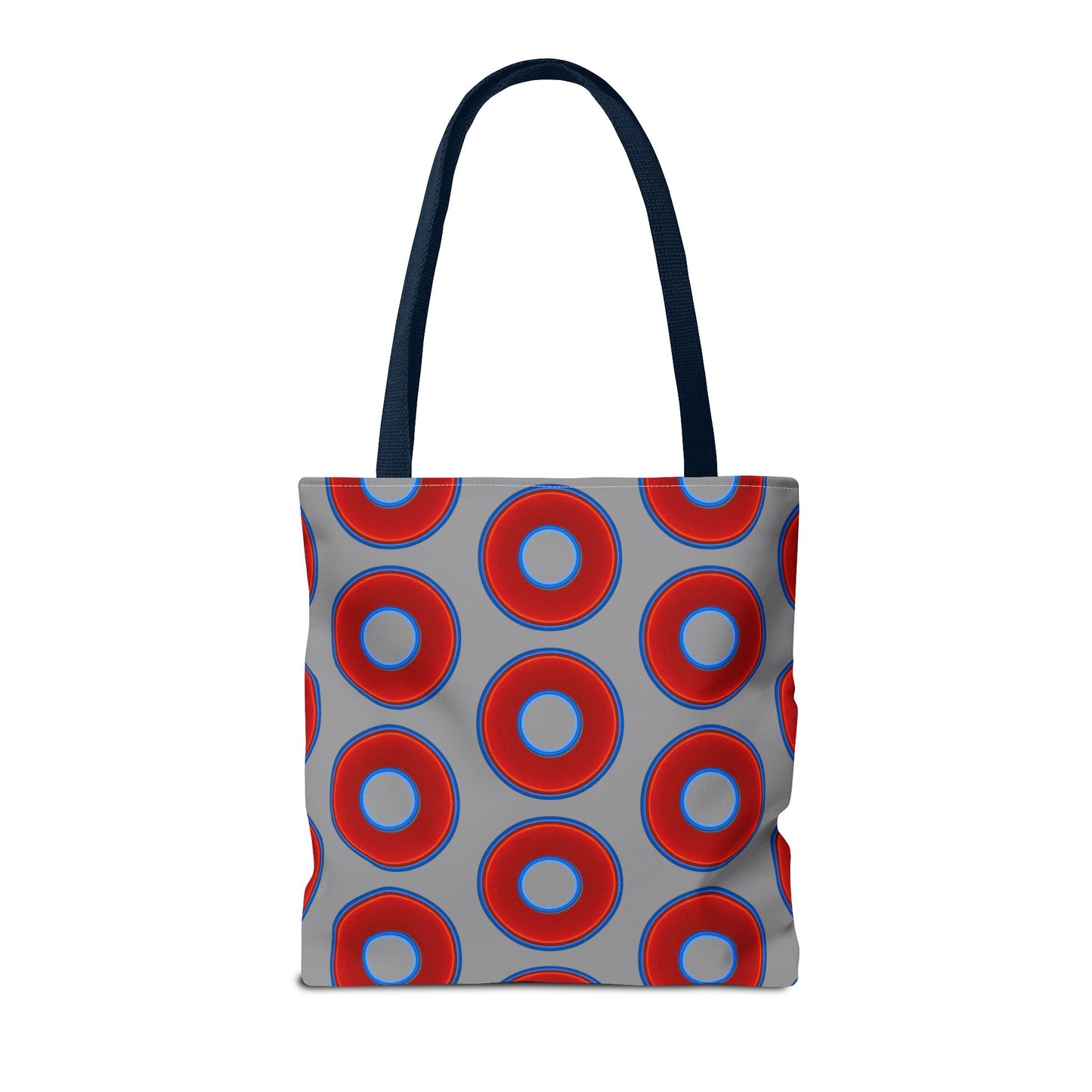 Lumpy Beach/Tote Bag - red vivid donuts w/dark gray background
