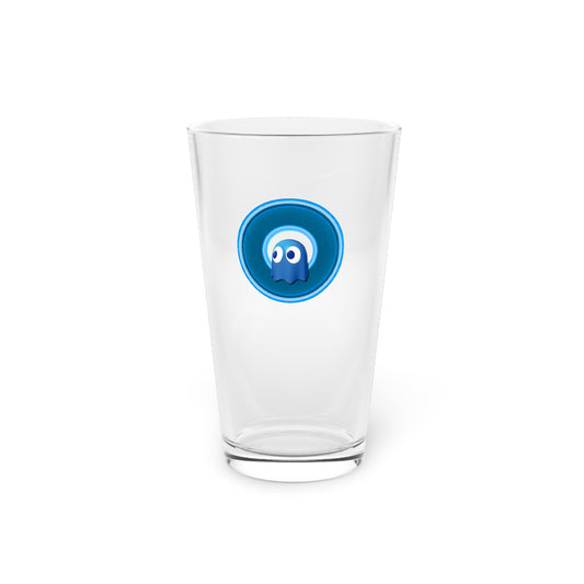 16oz Lumpy Pint Glass - "Story of the Pint Glass" - rustic blue/light blue donut