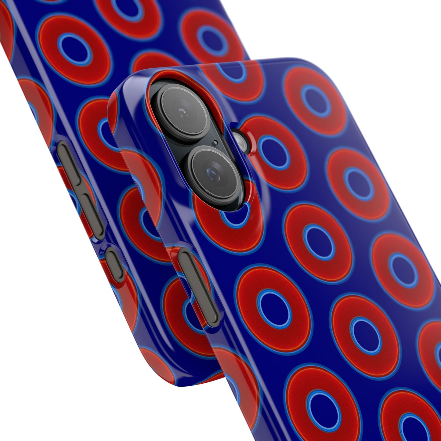 Lumpy Donut Snap Case - red vivid donut print w/vivid navy blue background