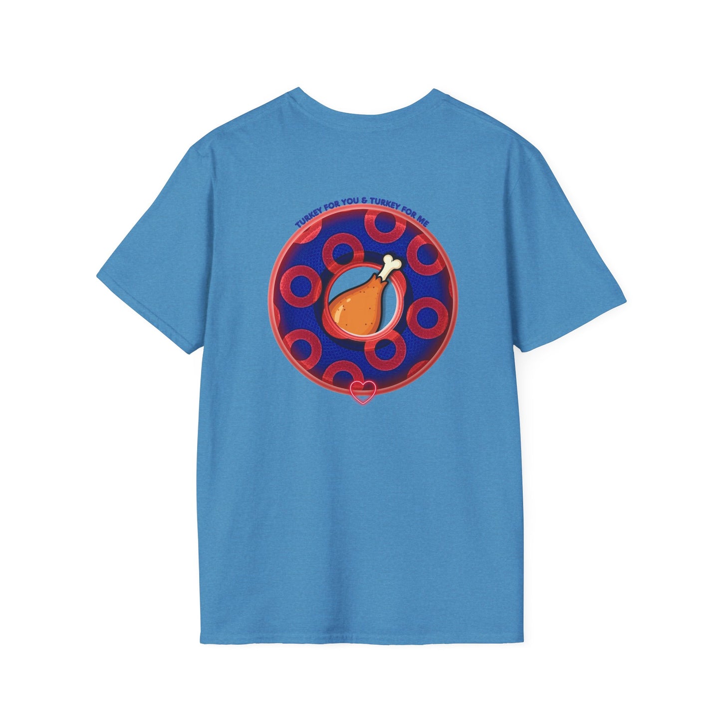 Classic Donut Tee - Unisex Soft-Style - "Turducken Donut Madness" - blue/red rustic paradox donut - holiday edition
