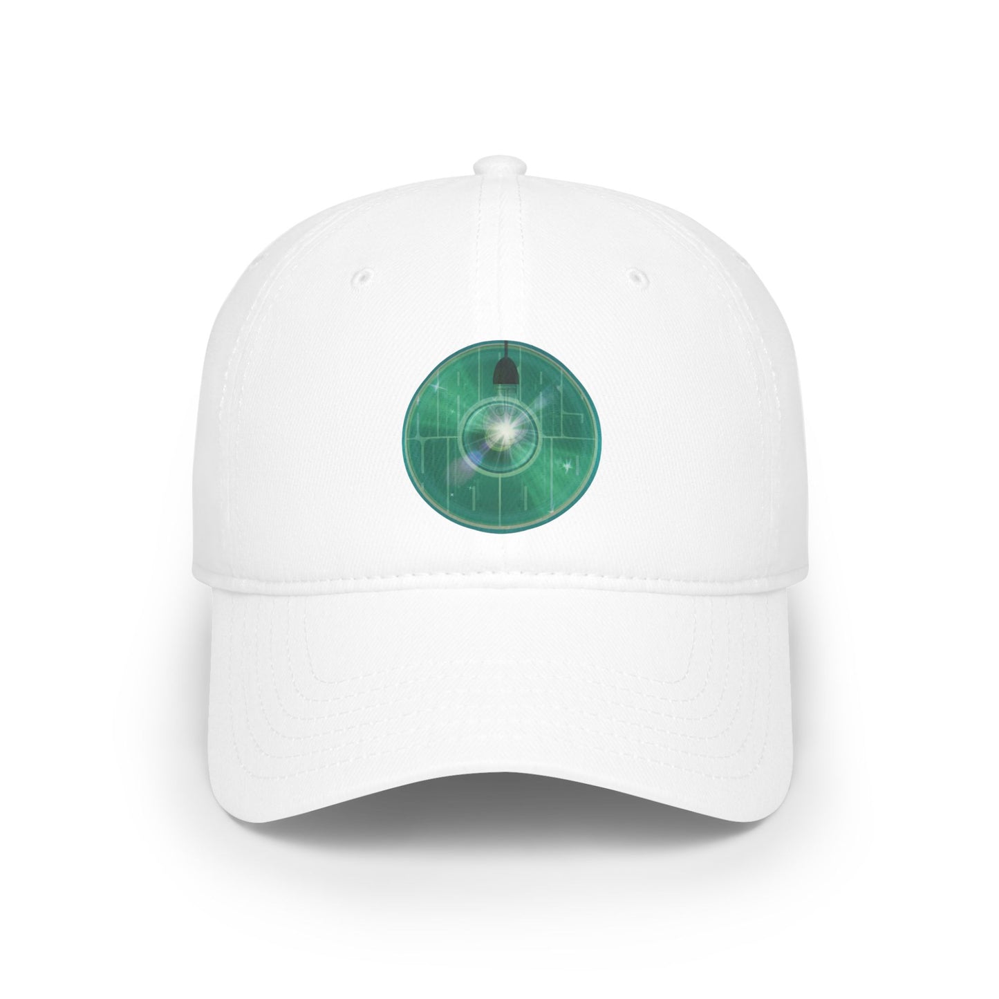 Lumpy Donut Baseball Cap - "Harry Hoodlum Donut Cap" - variant 3 - vivid green blue donut w/light & words