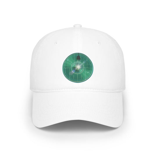 Lumpy Donut Baseball Cap - "Harry Hoodlum Donut Cap" - variant 3 - vivid green blue donut w/light & words