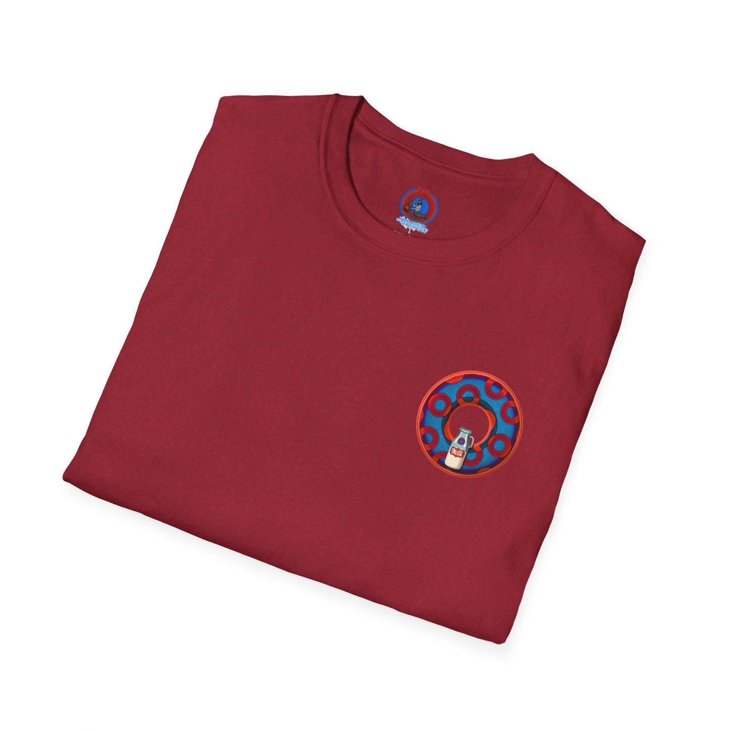 Classic Donut Tee - Unisex Soft-Style - "Wooked Cream - YEMSG Donut " - blue/red rustic paradox donut - variant 1