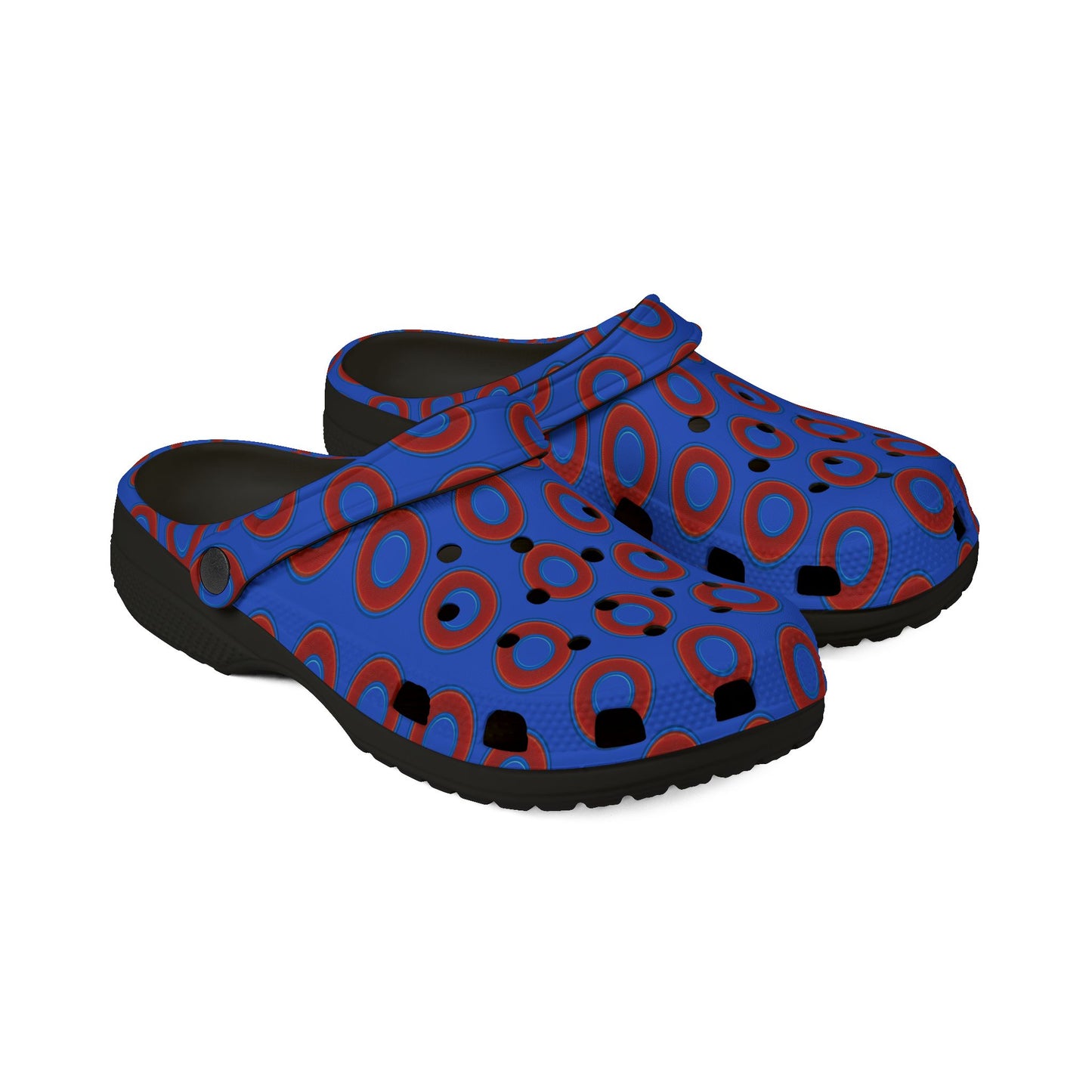 Spatchcocks - donut slip-on shoes - red rustic donuts w/royal blue background [unisex]