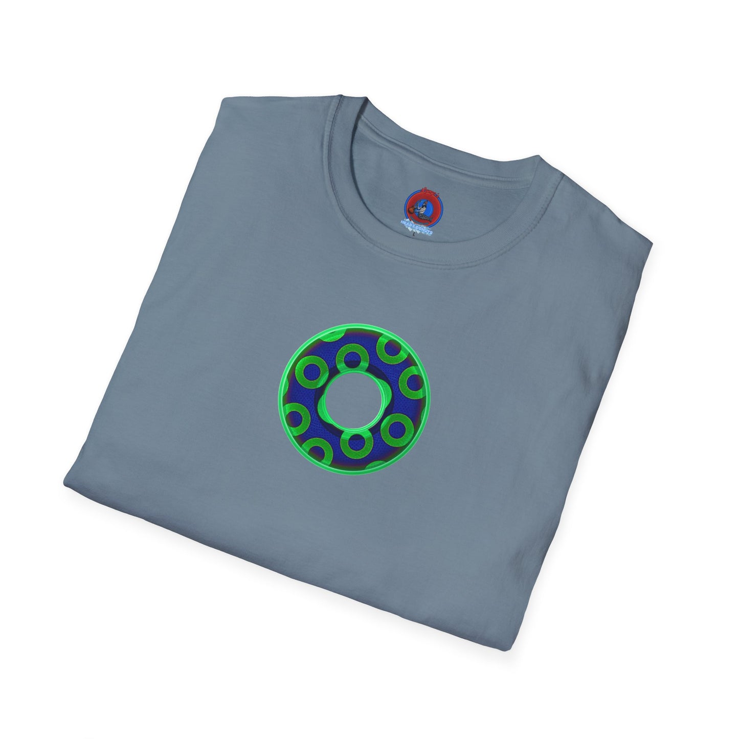 Plain Donuts/Unisex Soft-Style - "Plain Rustic Paradoxical Donuts" - light green/dark blue donuts