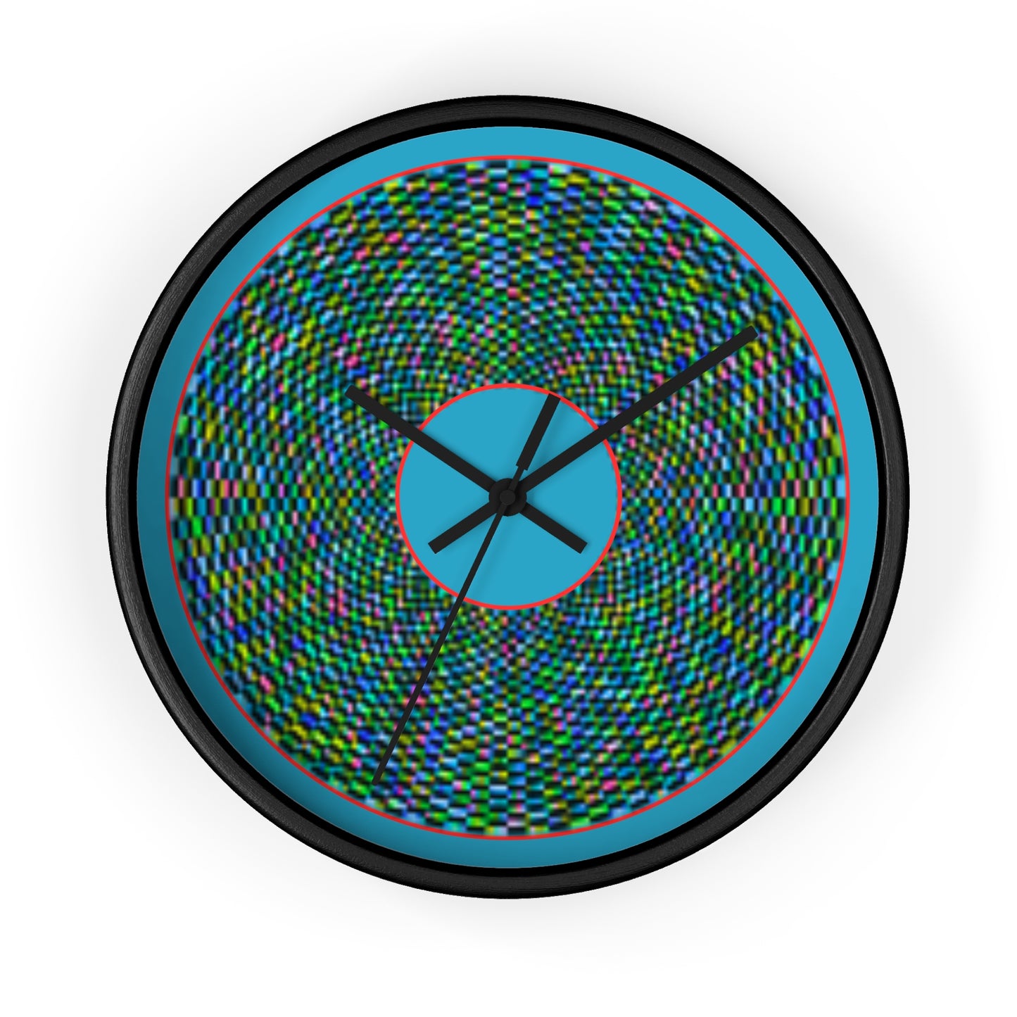 Lumpy Wall Clock - "Pixilated Donut" - variant 1 - tight outlined donut w/dark blue background