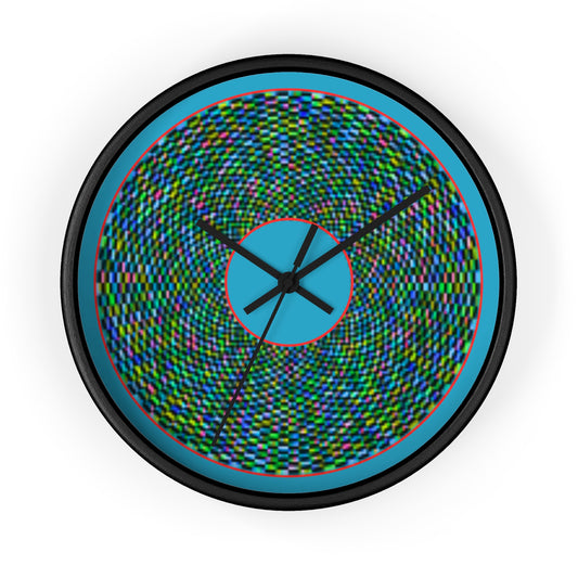 Lumpy Wall Clock - "Pixilated Donut" - variant 1 - tight outlined donut w/dark blue background