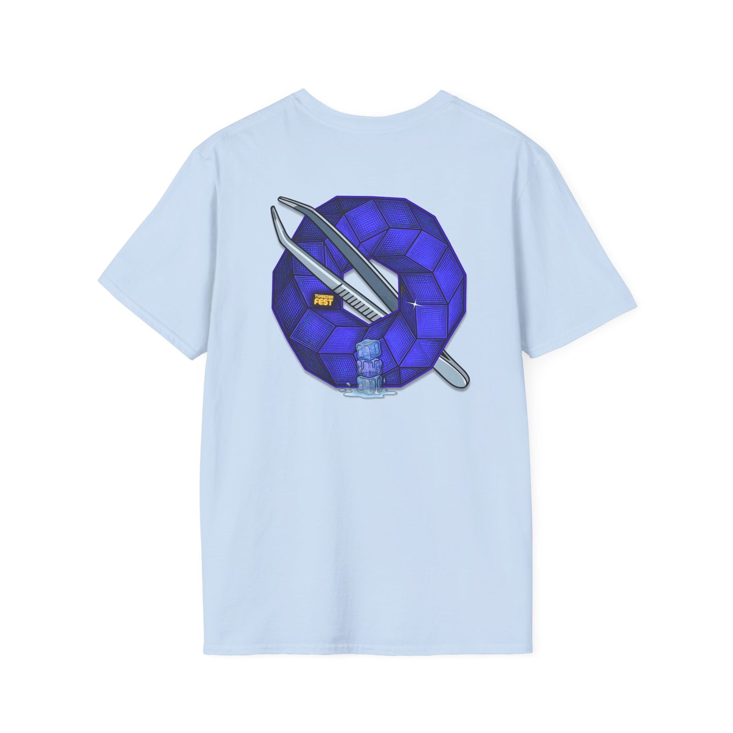 Classic Donut Tee - Unisex Soft-Style - "The Teasing Donut" - rustic dark royal blue cubed donut