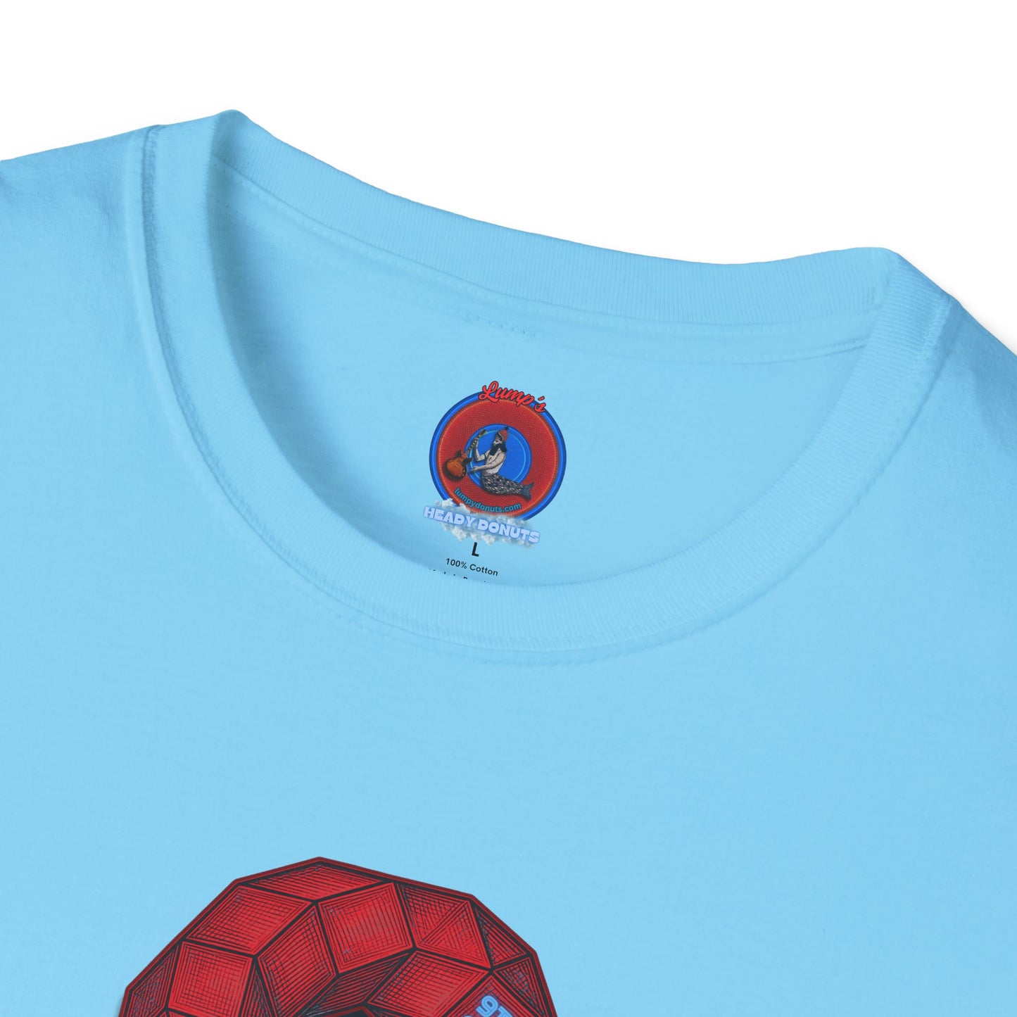 Classic Donut Tee - Unisex Soft-Style - "The 9th Donut" - rustic red/blue cubed donut - variant 2