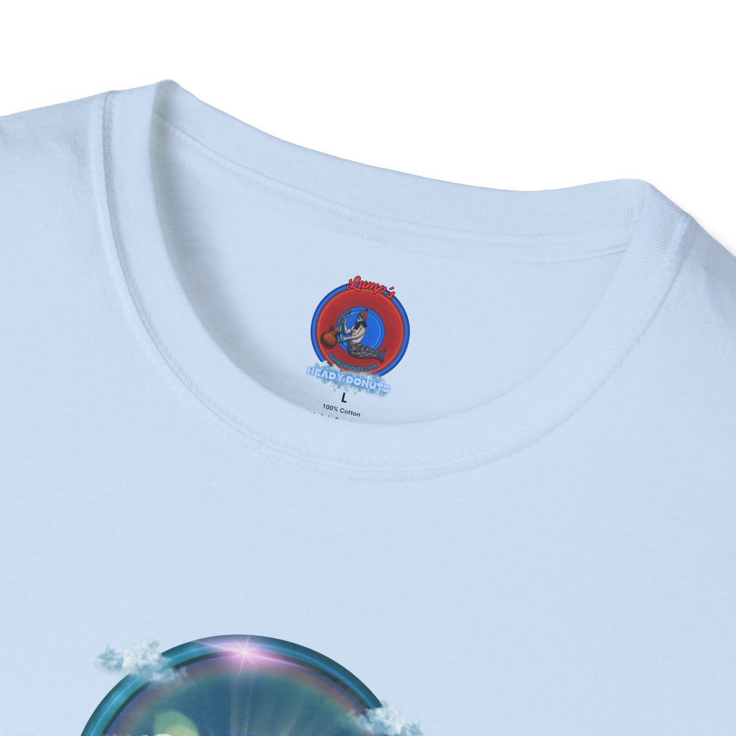 Classic Donut Tee - Unisex Soft-Style - "The Divided Donut" - vivid blue sky donut