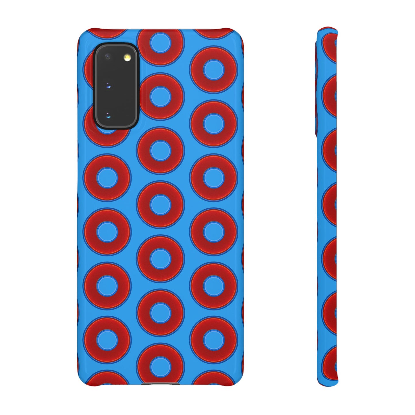 Lumpy Donut Snap Case - red vivid donut print w/sky royal blue background