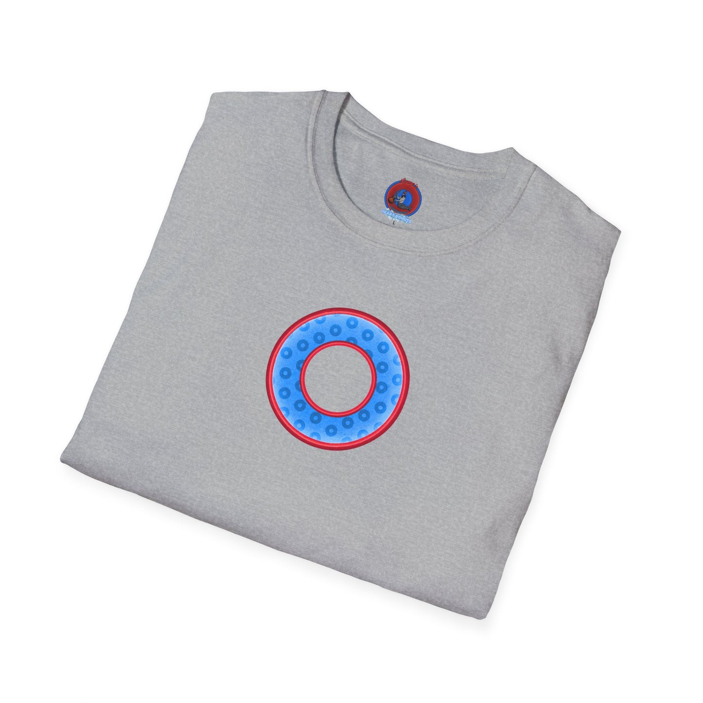 Plain Donuts/Unisex Soft-Style - "Plain Wide Mouthed Paradoxical Donuts" - light blue/red donuts