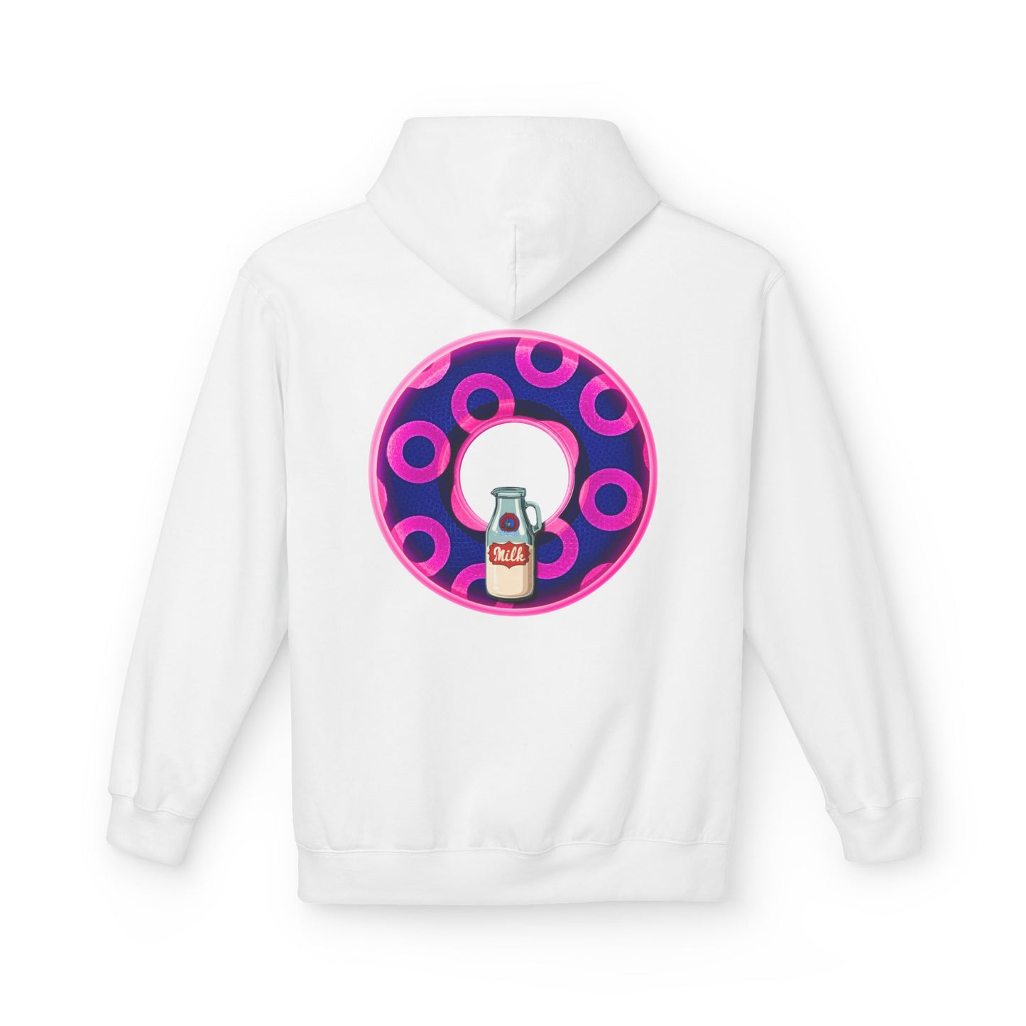 Fleece Harry Hoodies [Midweight Soft-style] - "Wooked Cream Dairy - YEMSG Donut" - blue/magenta rustic paradox donut - variant 5