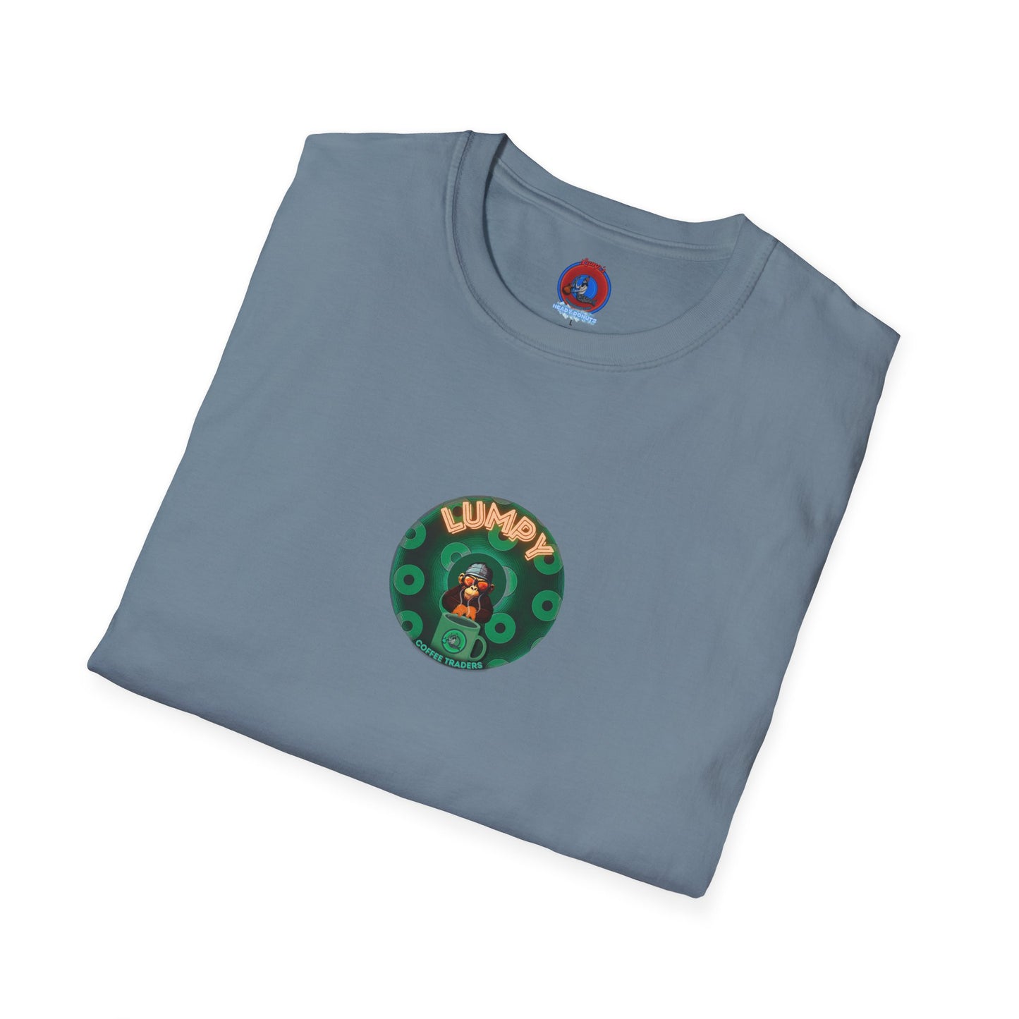 Lumpy Coffee Traders Tee - Unisex Soft-Style - "Taboo, taboot!" - paradoxical donut logo & Taboot print on back - variant 2 - logo front/taboo, taboot back