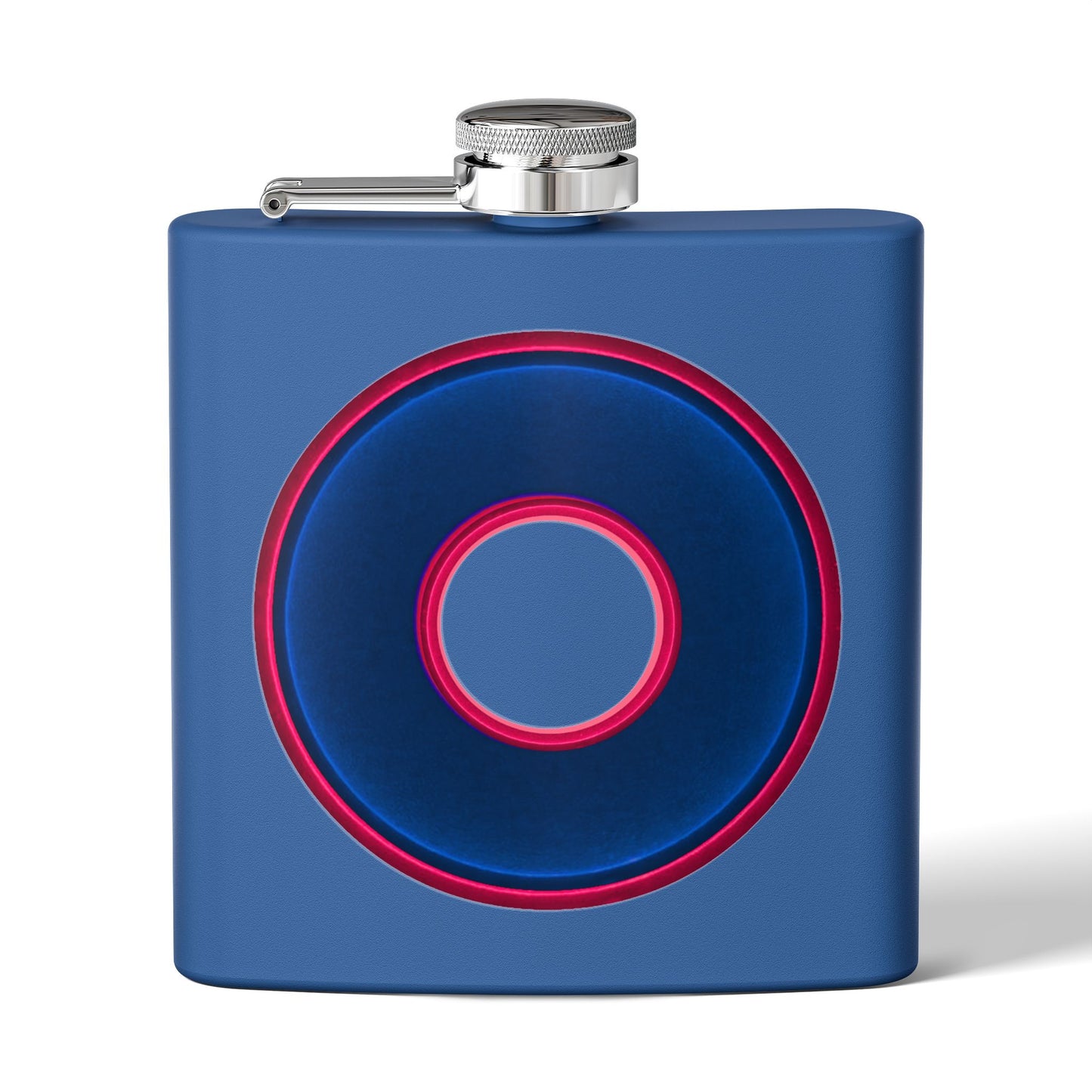 Lump's Donut Flask 6 oz - Vivid dark blue/red donut - [*w/your choice of 6 backgrounds]
