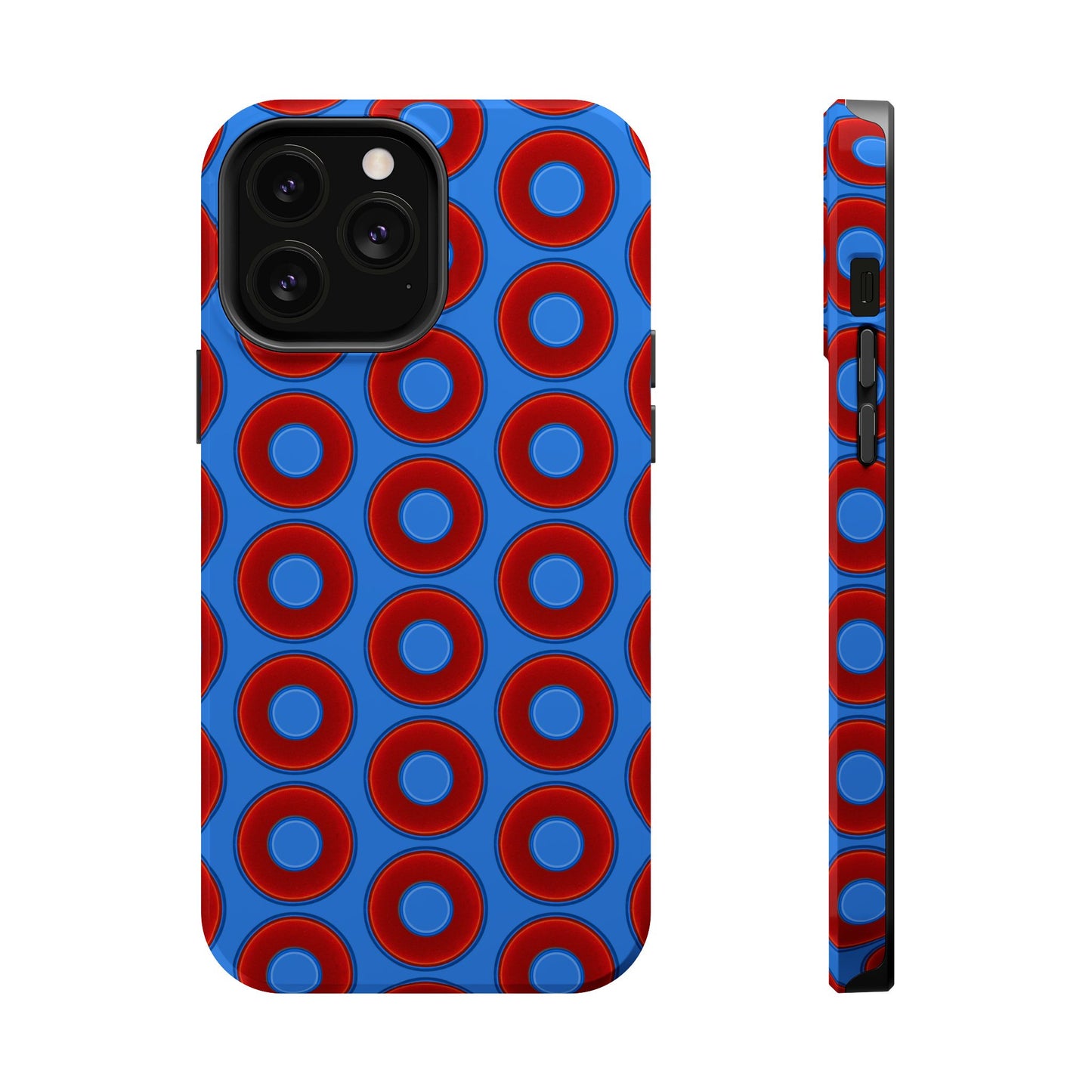 Magnetic Tough Donut Case - red vivid donut print w/light royal blue background