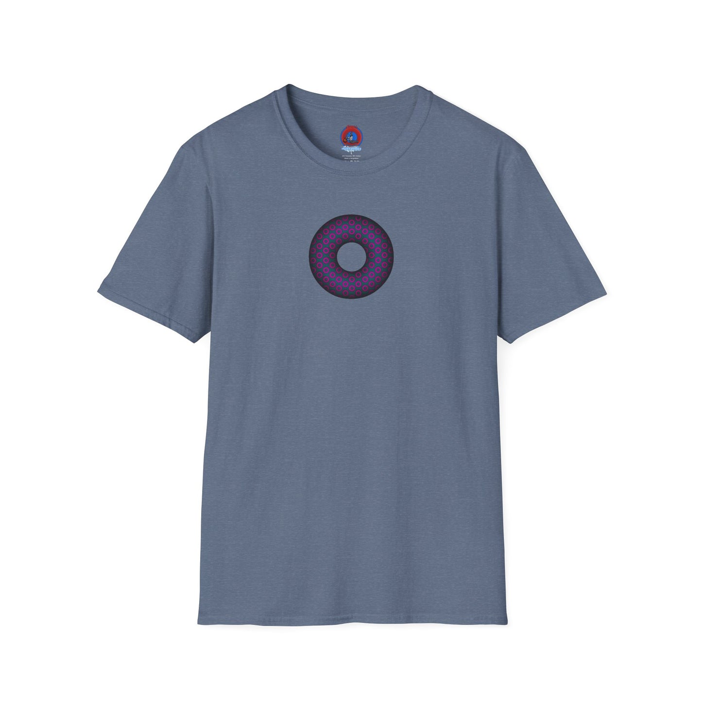 Plain Donuts/Unisex Soft-Style - "Plain Paradoxical Grided Donuts" - dark magenta/faded navy donuts
