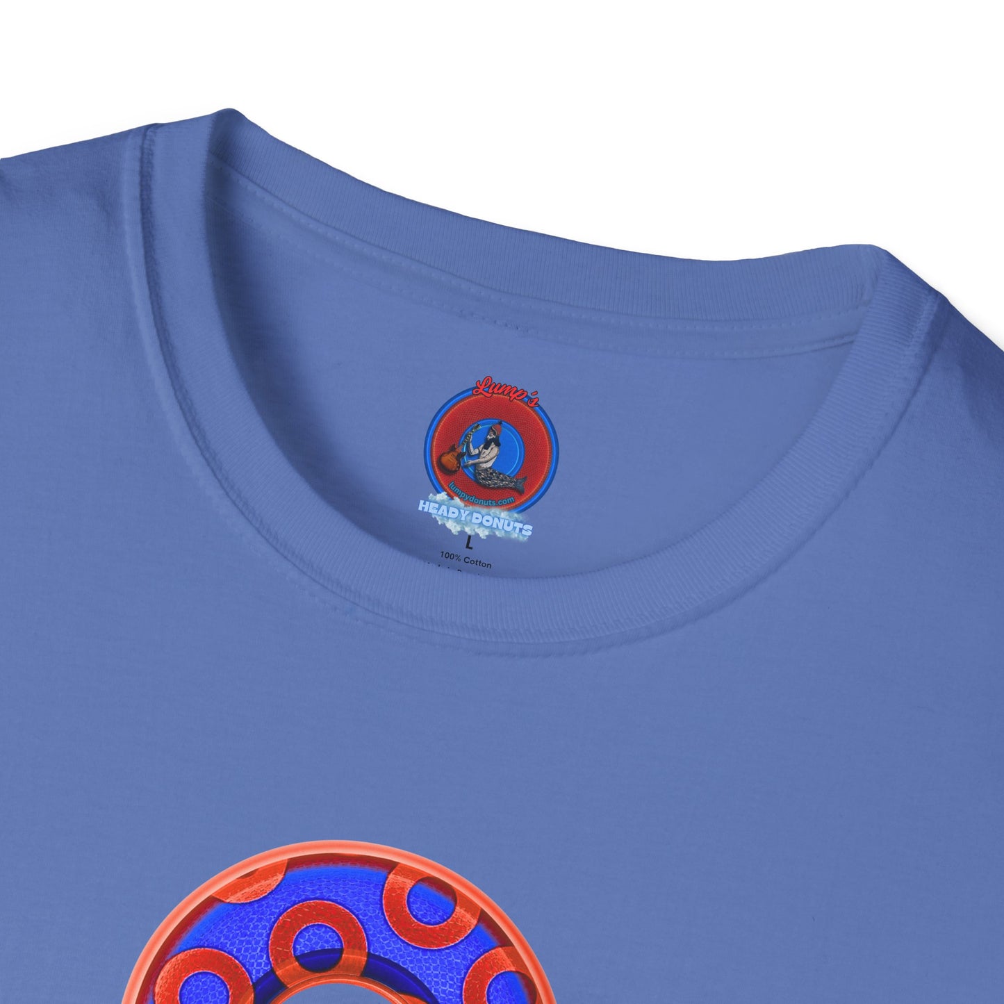 Plain Donuts/Unisex Soft-Style - "Plain Rustic Paradoxical Donuts" - electric blue/red donuts