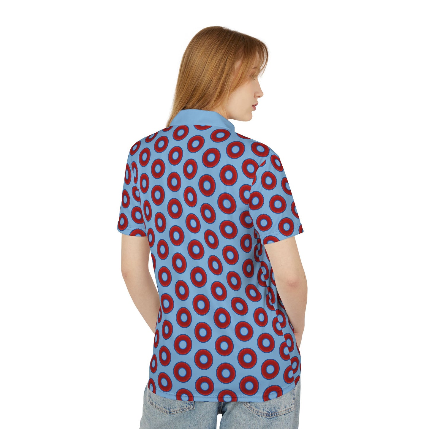 AOP Donut Polo - vivid donut print w/sky blue background [unisex]