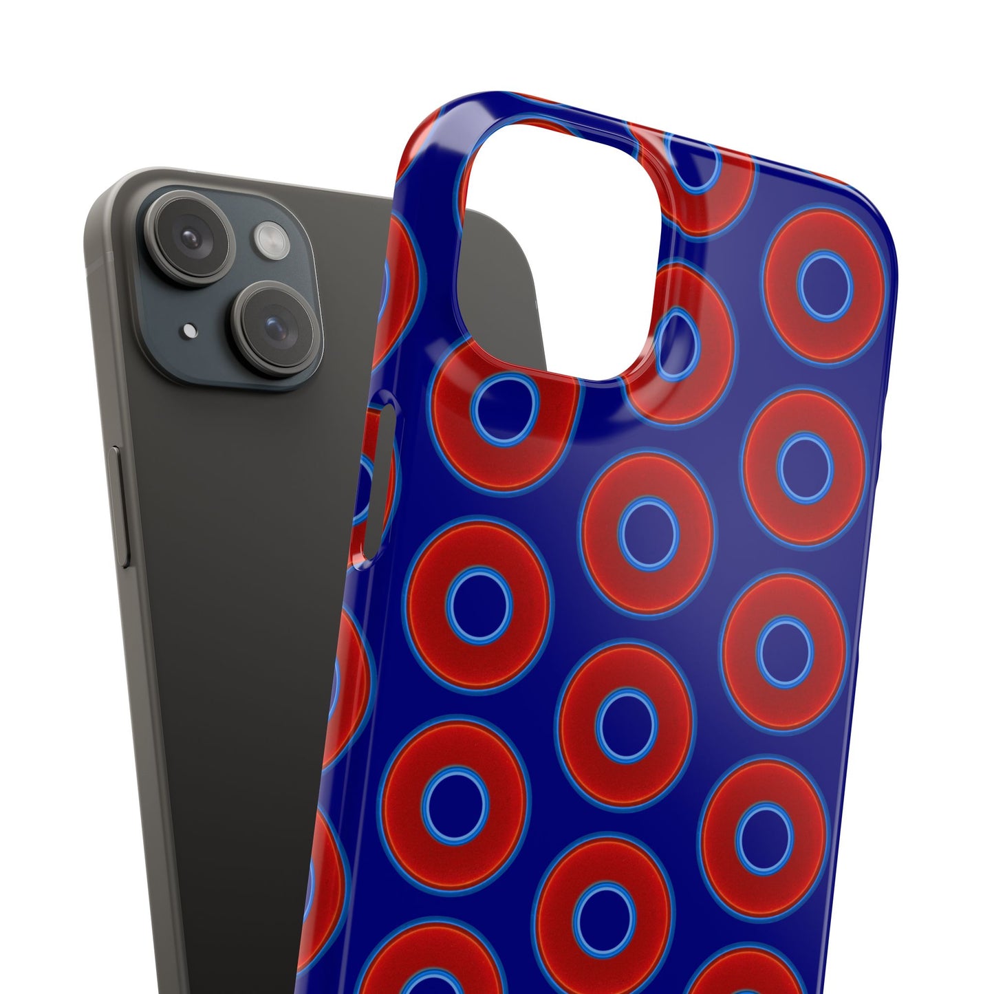 Lumpy Donut Snap Case - red vivid donut print w/vivid navy blue background