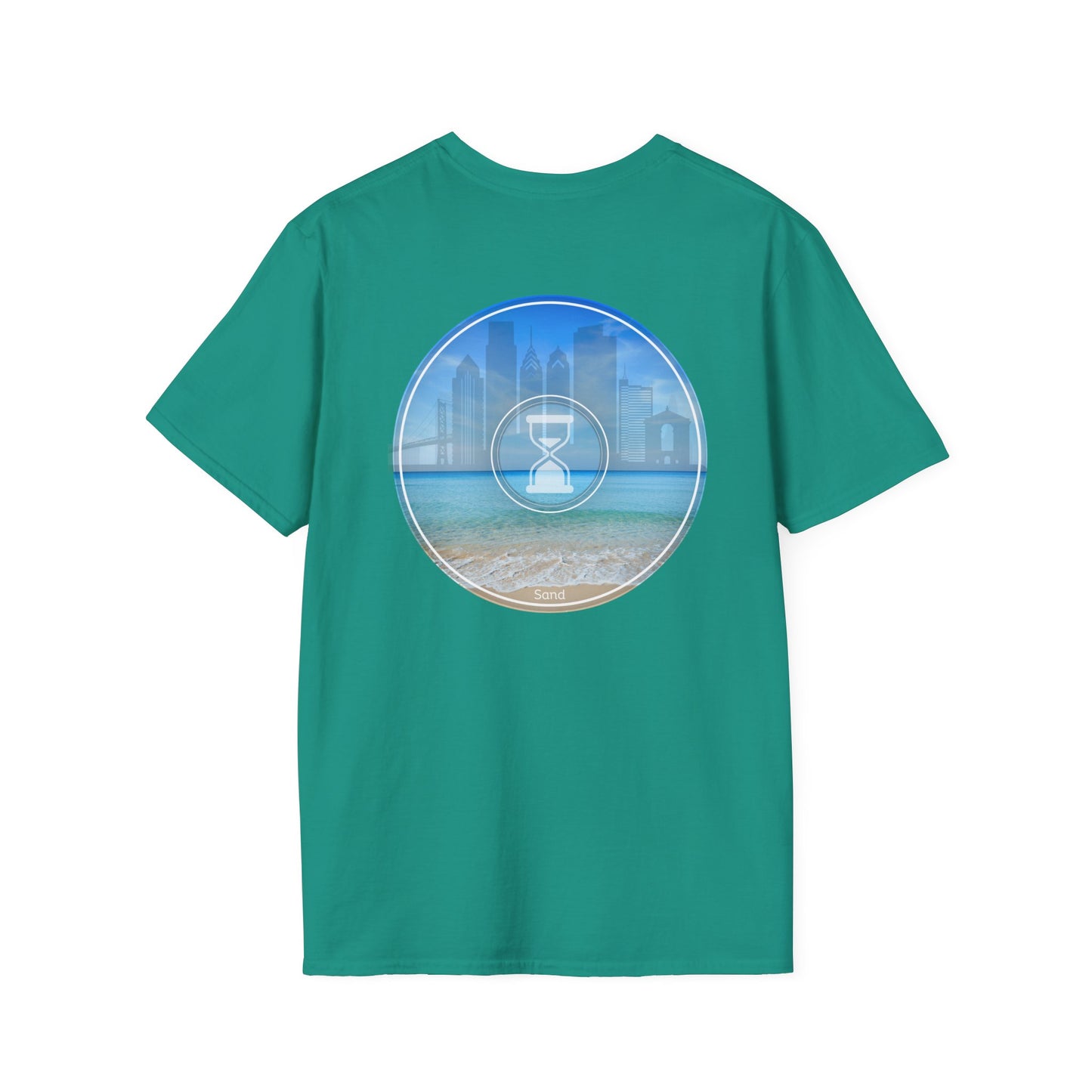 Classic Donut Tee - Unisex Soft-Style - "Philly Special: Still Loading Sand" - vivid blue  pic donut - variant 1