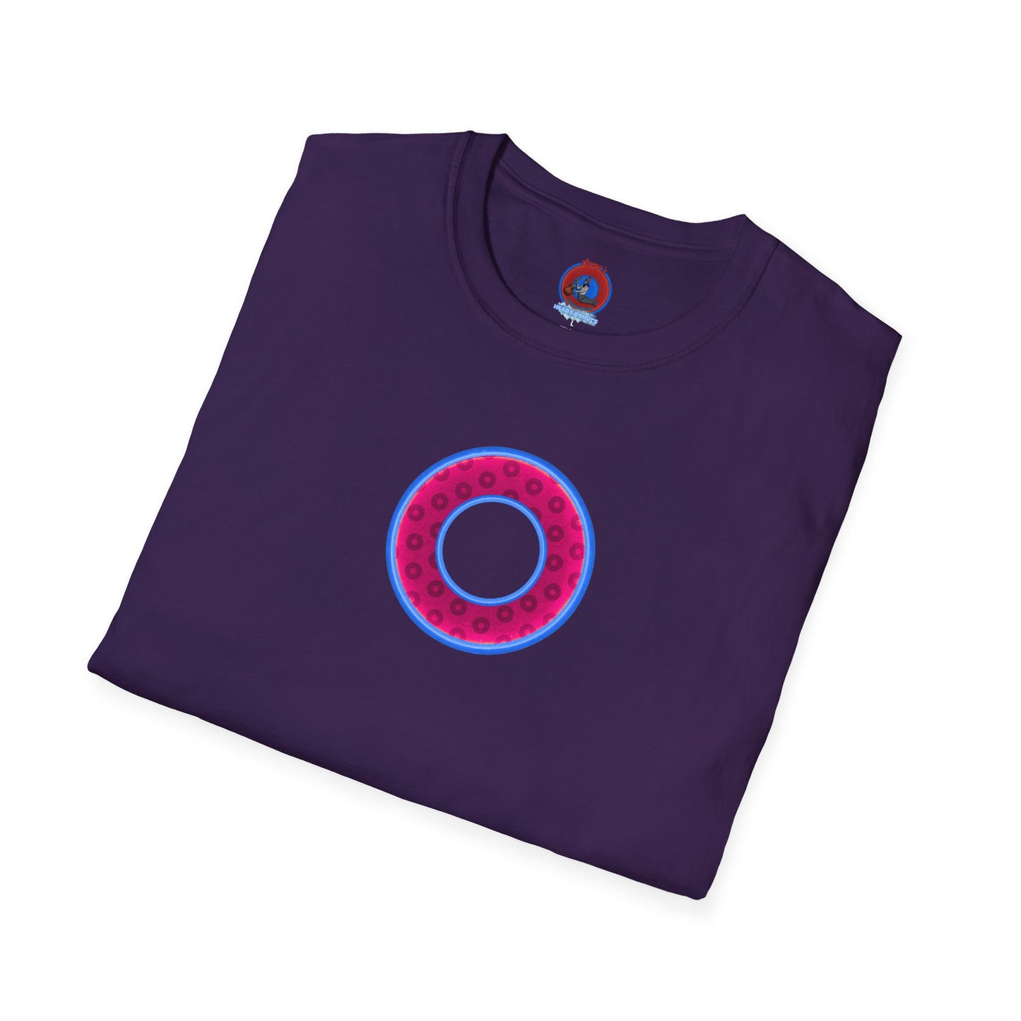 Plain Donuts/Unisex Soft-Style - "Plain Wide Mouthed Paradoxical Donuts" - bright magenta/light blue royal blue donuts