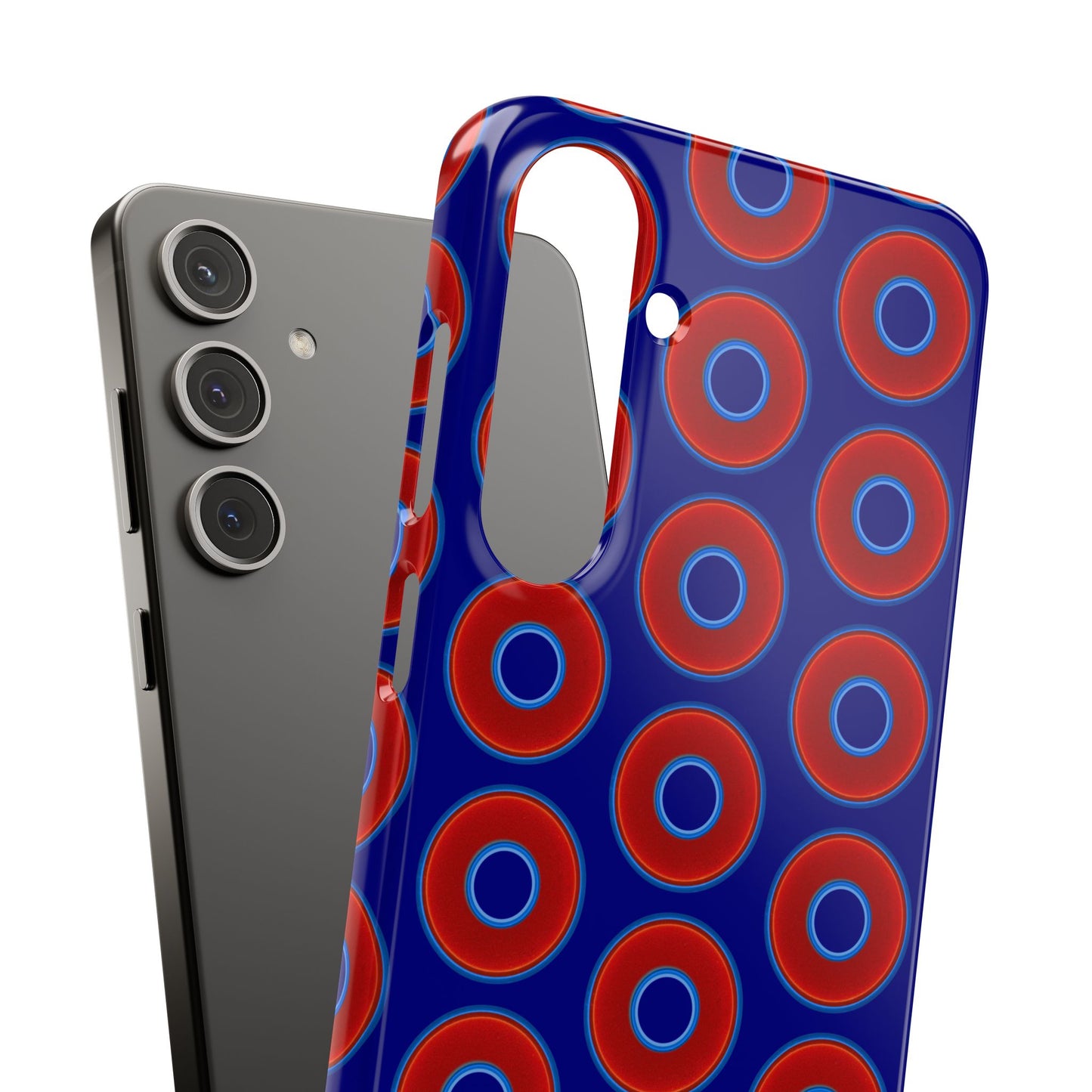 Lumpy Donut Snap Case - red vivid donut print w/vivid navy blue background