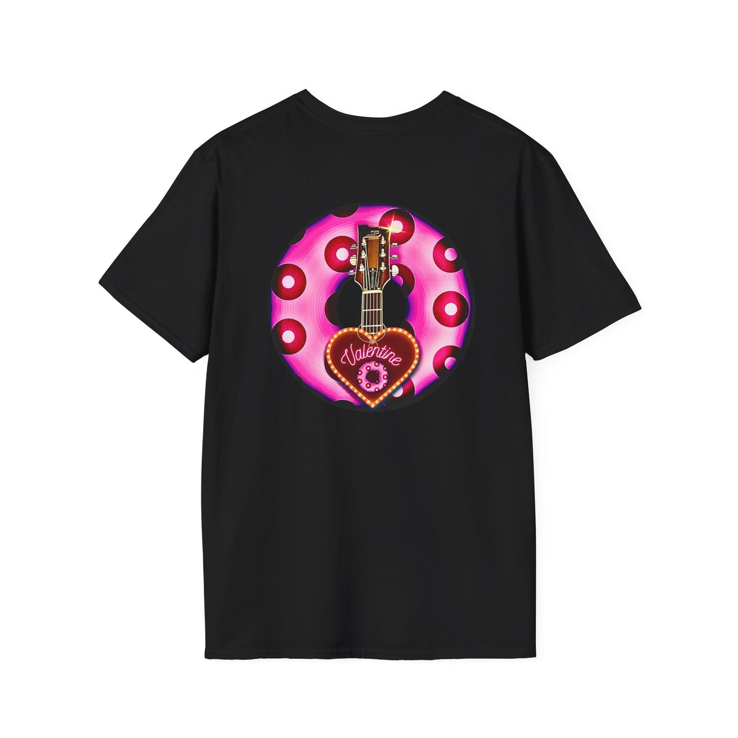 Classic Donut Tee - Unisex Soft-Style - "Would You Be My Donut?" - paradoxical bubblegum pink/red donut - variant 2