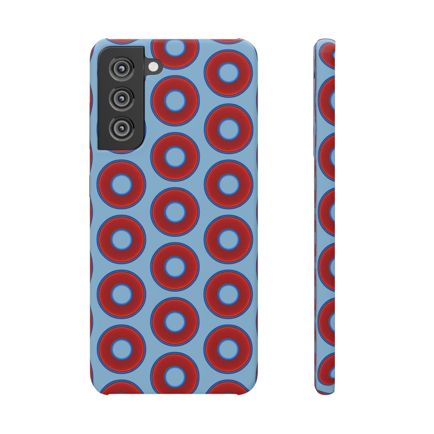 Lumpy Donut Snap Case - red vivid donut print w/sky blue background