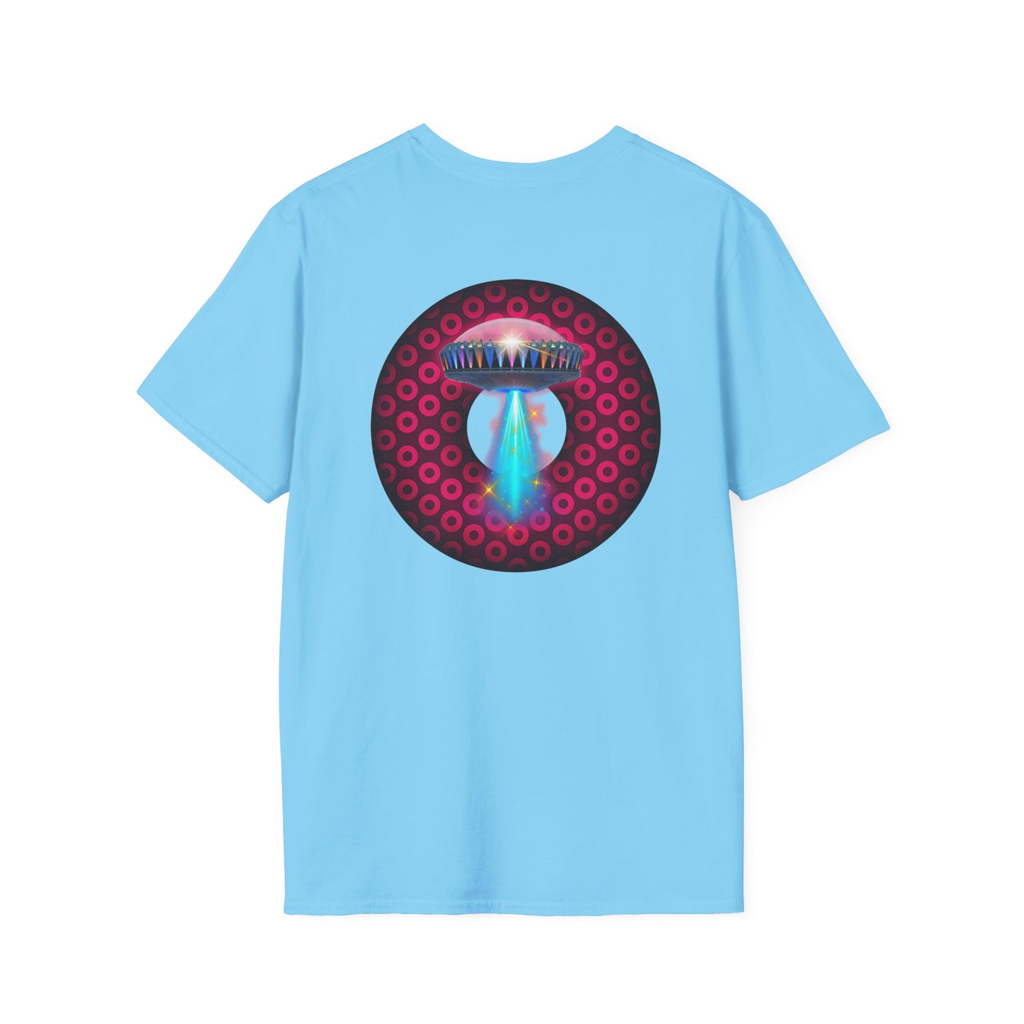 Classic Donut Tee - Unisex Soft-Style - "Donuts now Served on the Mothership" - series 1.0  - variant 2  - red/red paradoxical donut