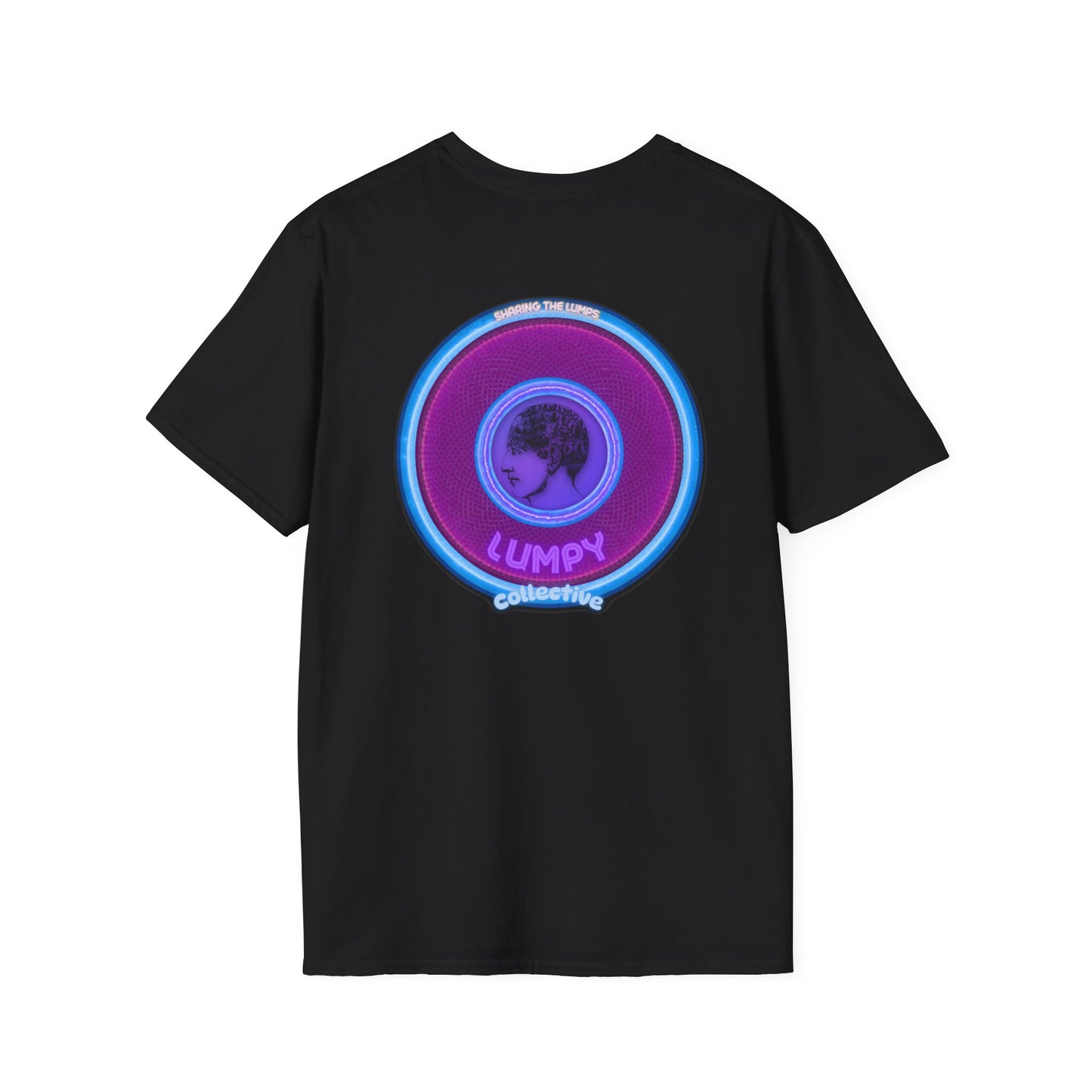 Classic Donut Tee - Unisex Soft-Style - "Lumpy Collective Donut" - rustic purple/light blue lumpy donut - variant 2