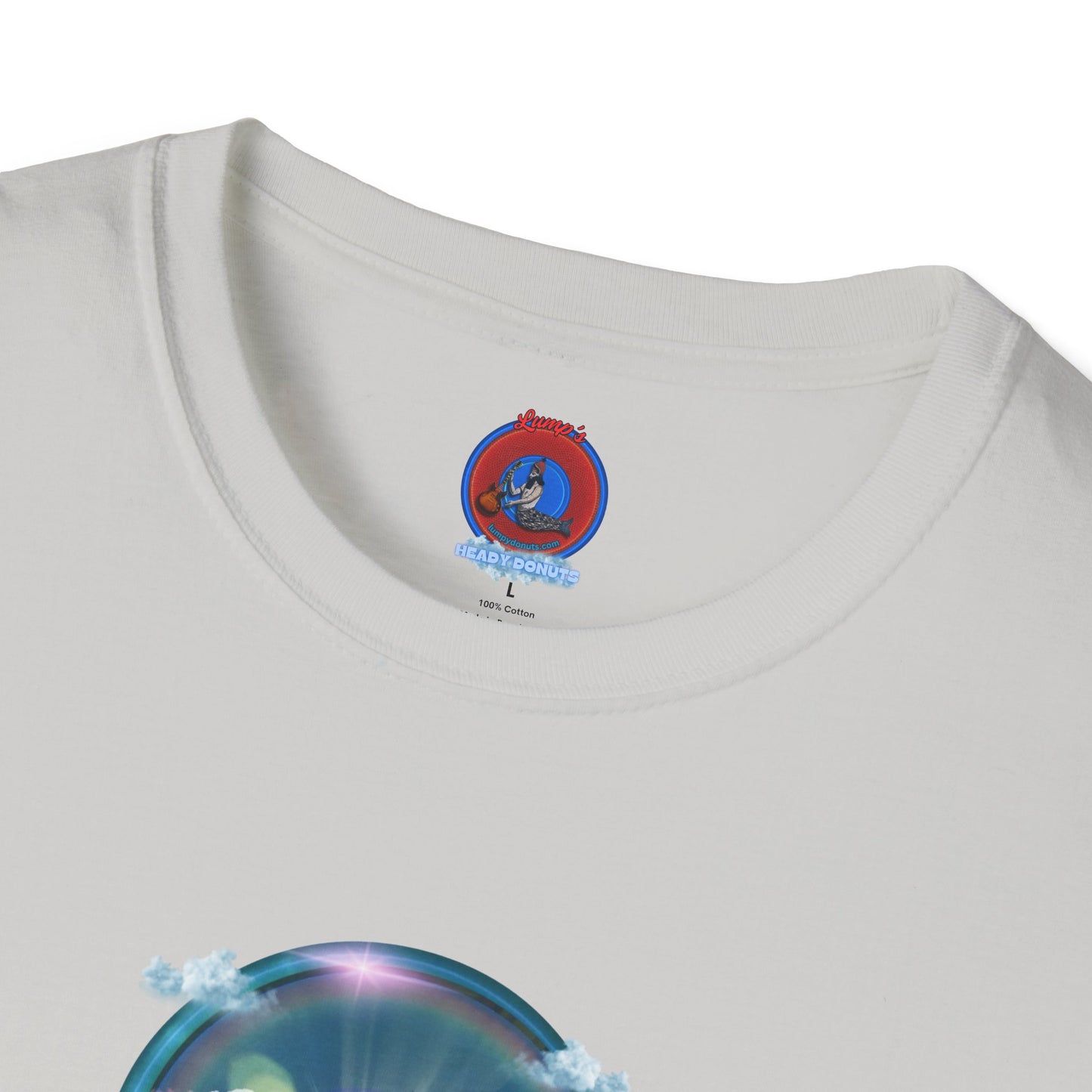 Classic Donut Tee - Unisex Soft-Style - "The Divided Donut" - vivid blue sky donut