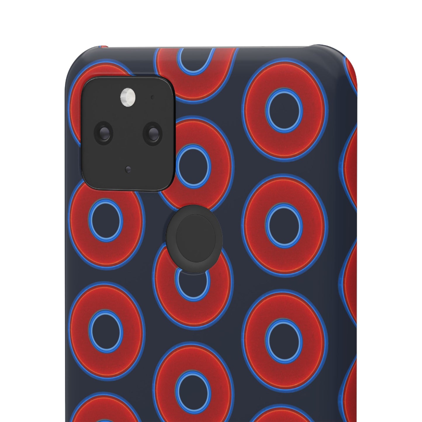 Lumpy Donut Snap Case - red vivid donut print w/midnight teal blue background