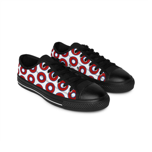 Women's Cushiony Convectors - Low Top - large red vivid donut print w/white background