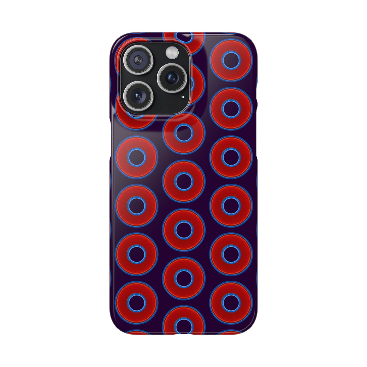 Lumpy Donut Snap Case - red vivid donut print w/midnight purple background