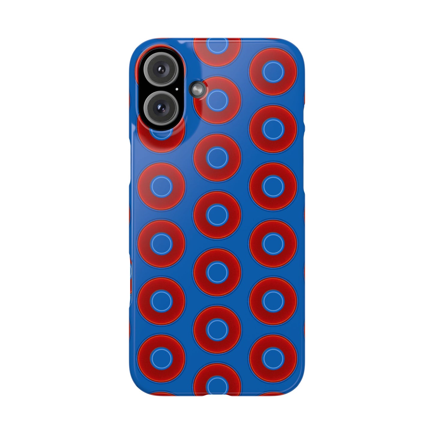 Lumpy Donut Snap Case - red vivid donut print w/dark royal background