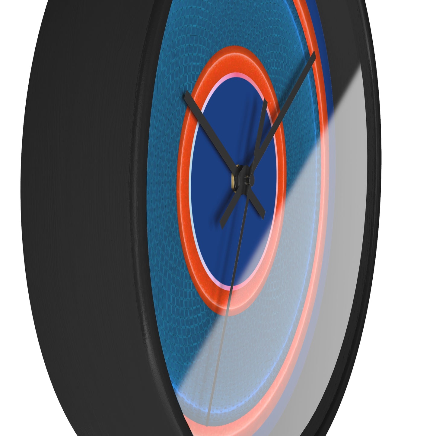 Copy of Lumpy Wall Clock - blue rustic donut w/light red/orange edging - variant 5 w/steel blue background