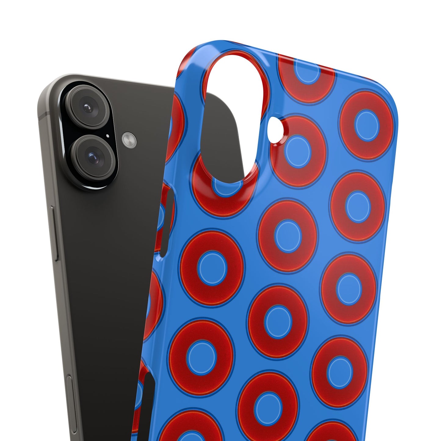 Lumpy Donut Snap Case - red vivid donut print w/light royal blue background