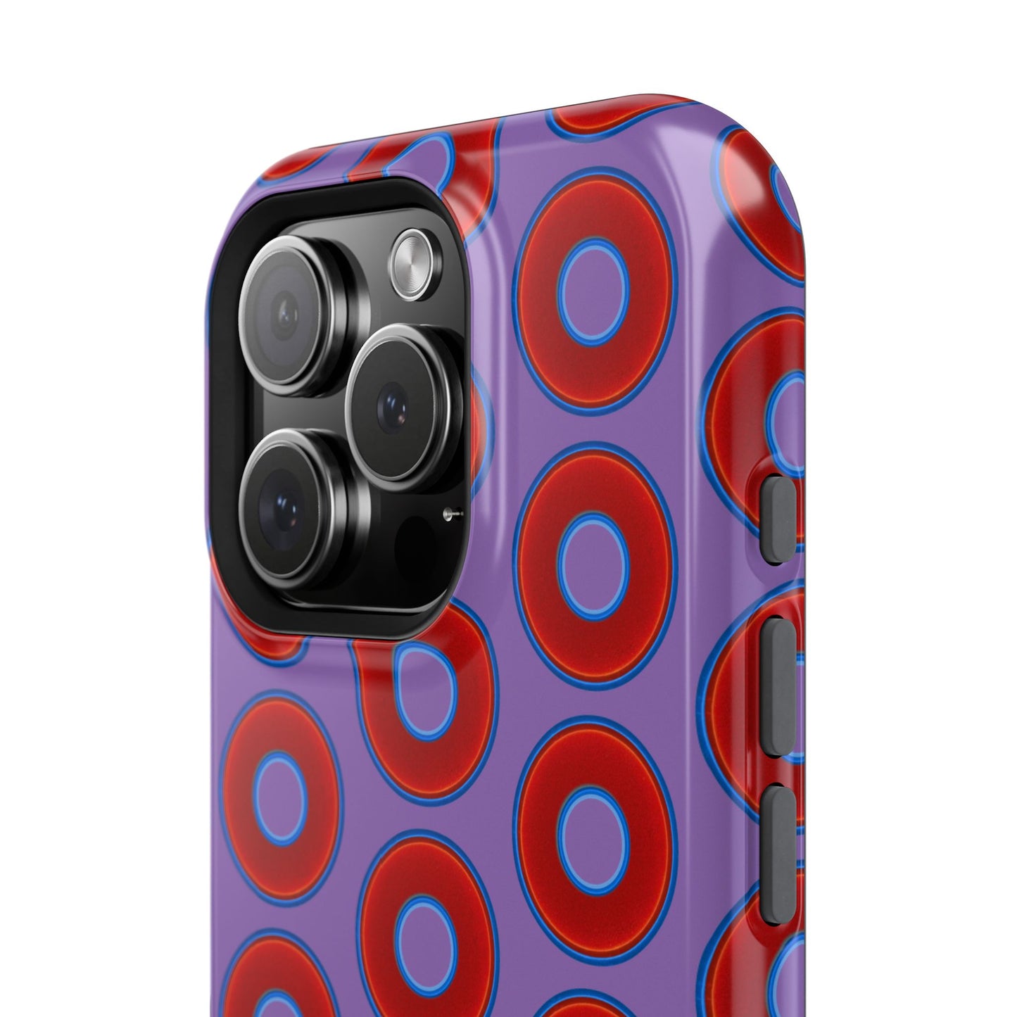 Impact-Resistant Lumpy Donut Case - red vivid donut print w/light purple background