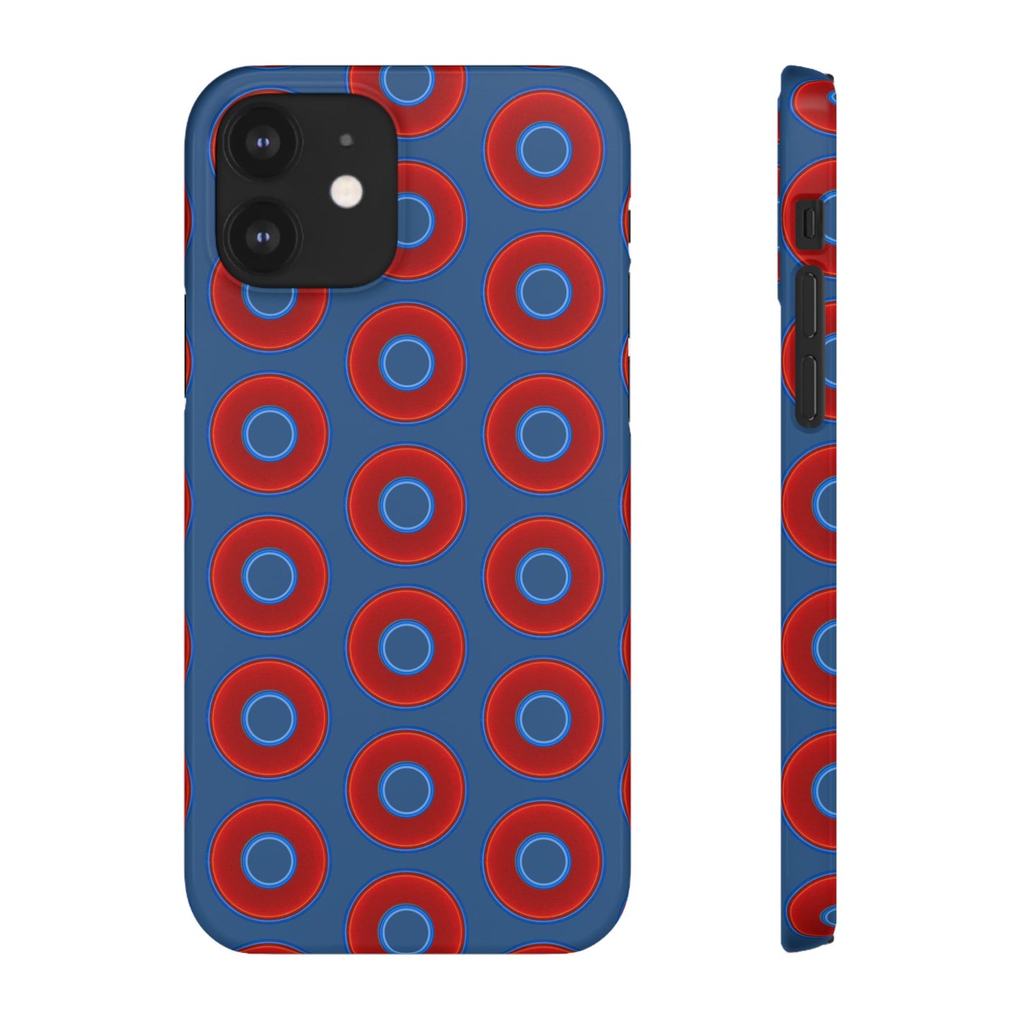 Lumpy Donut Snap Case - red vivid donut print w/light navy blue background