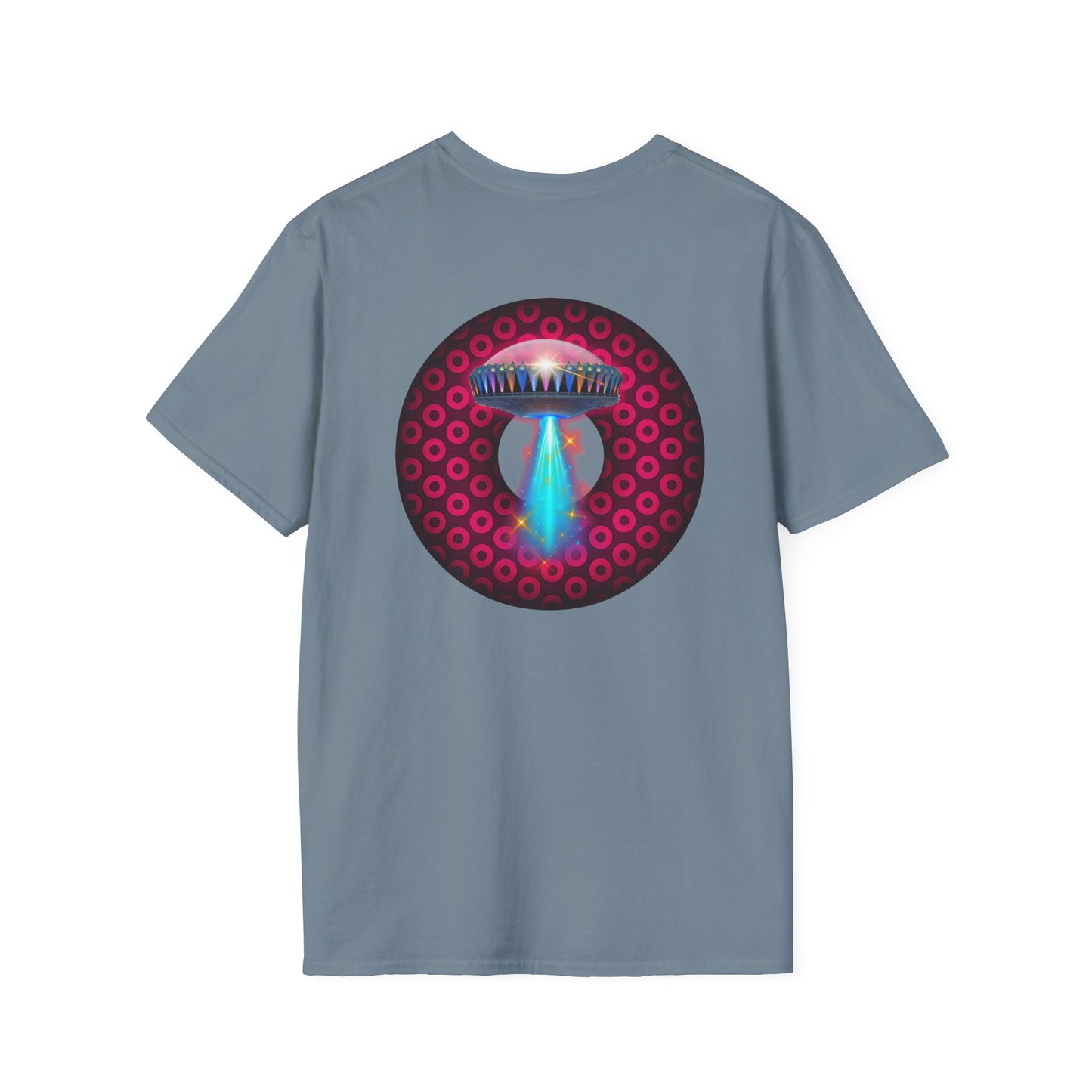 Classic Donut Tee - Unisex Soft-Style - "Donuts now Served on the Mothership" - series 1.0  - variant 2  - red/red paradoxical donut