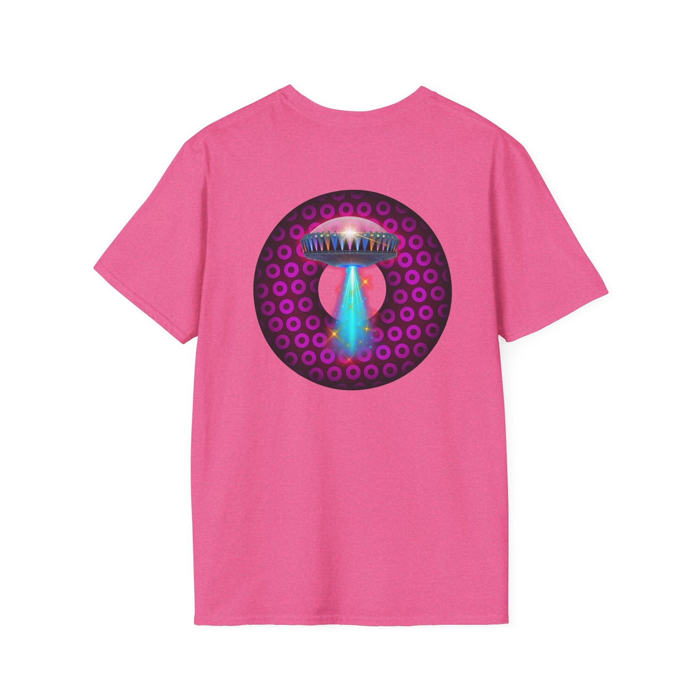 Coffee Traders Tee - Unisex Soft-Style - "Blastoff " - paradoxical donuts - variant 2 - logo front/mothership back