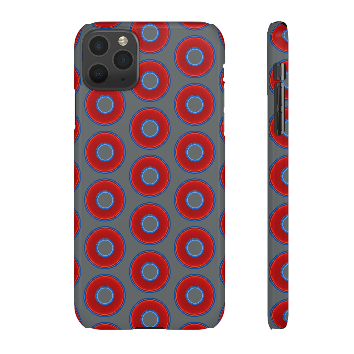 Lumpy Donut Snap Case - red vivid donut print w/dark gray background