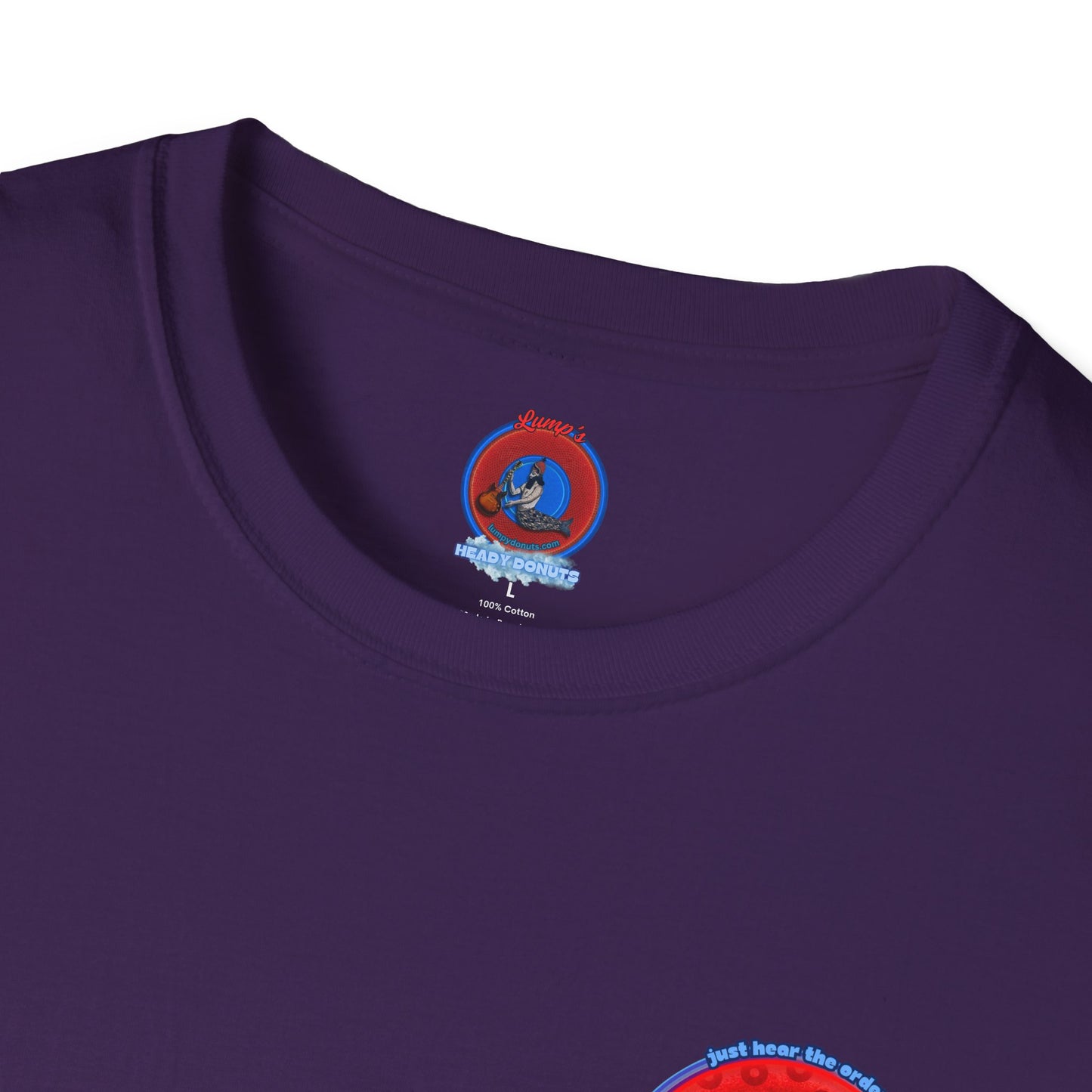 Classic Donut Tee - Unisex Soft-Style - "The Skipper's Donut" - red/blue paradoxical widemouthed donut