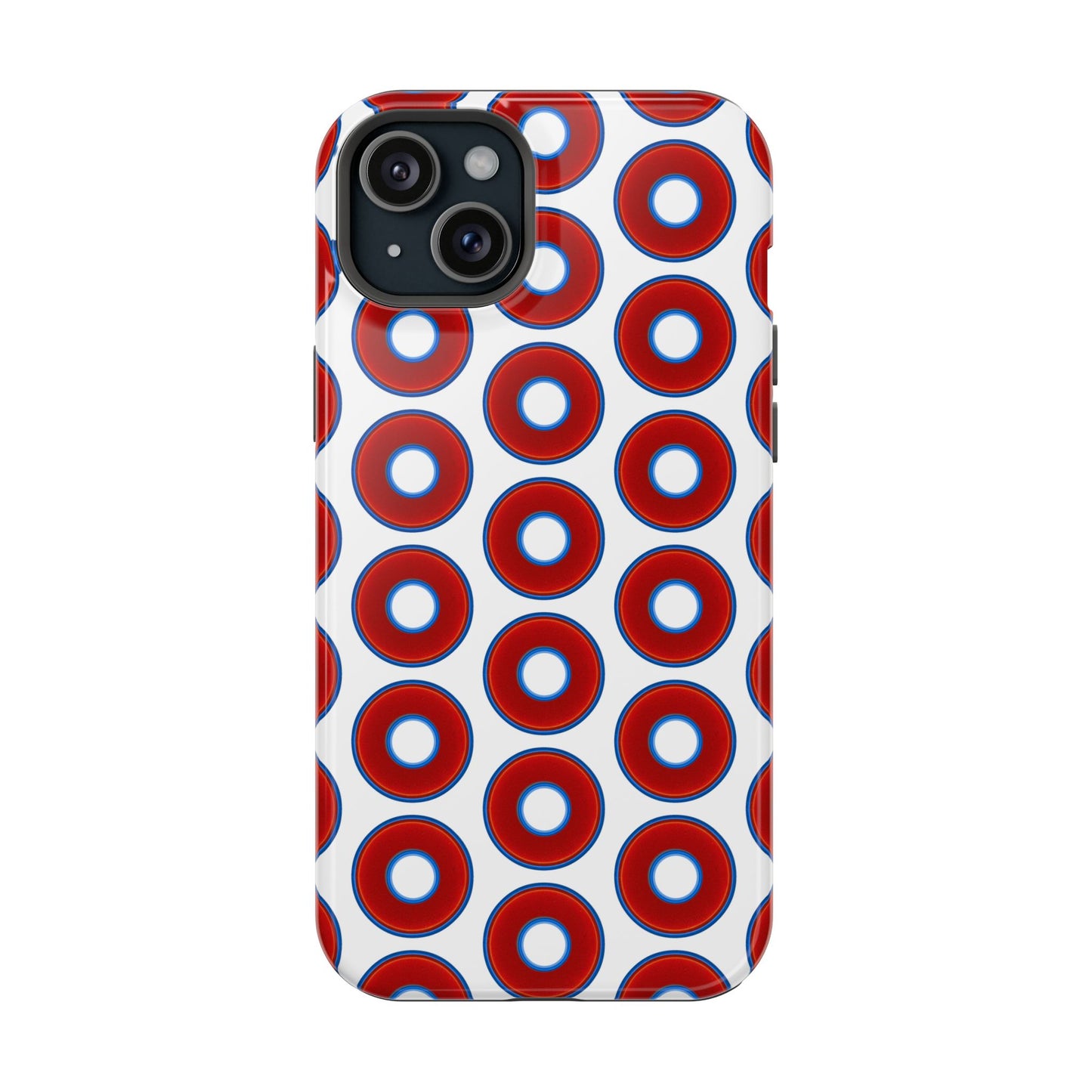 Impact-Resistant Lumpy Donut Case - red vivid donut print w/white background