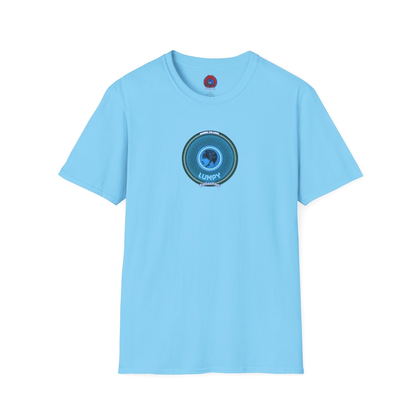 Classic Donut Tee - Unisex Soft-Style - "Lumpy Collective Donut" - aquamarine blue/green lumpy donut - variant 3