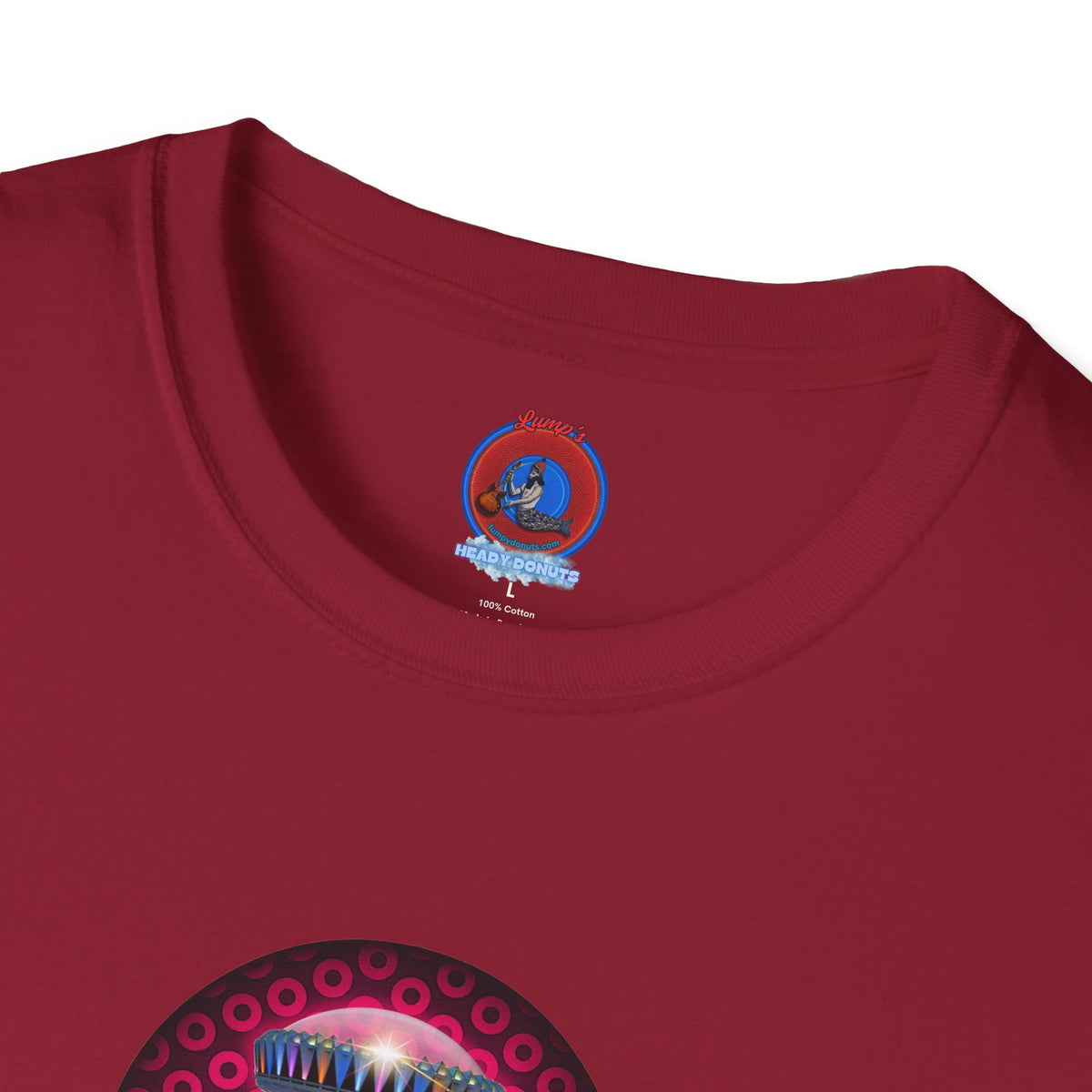 Classic Donut Tee - Unisex Soft-Style - "Donuts now Served on the Mothership" - series 1.0  - variant 2  - red/red paradoxical donut