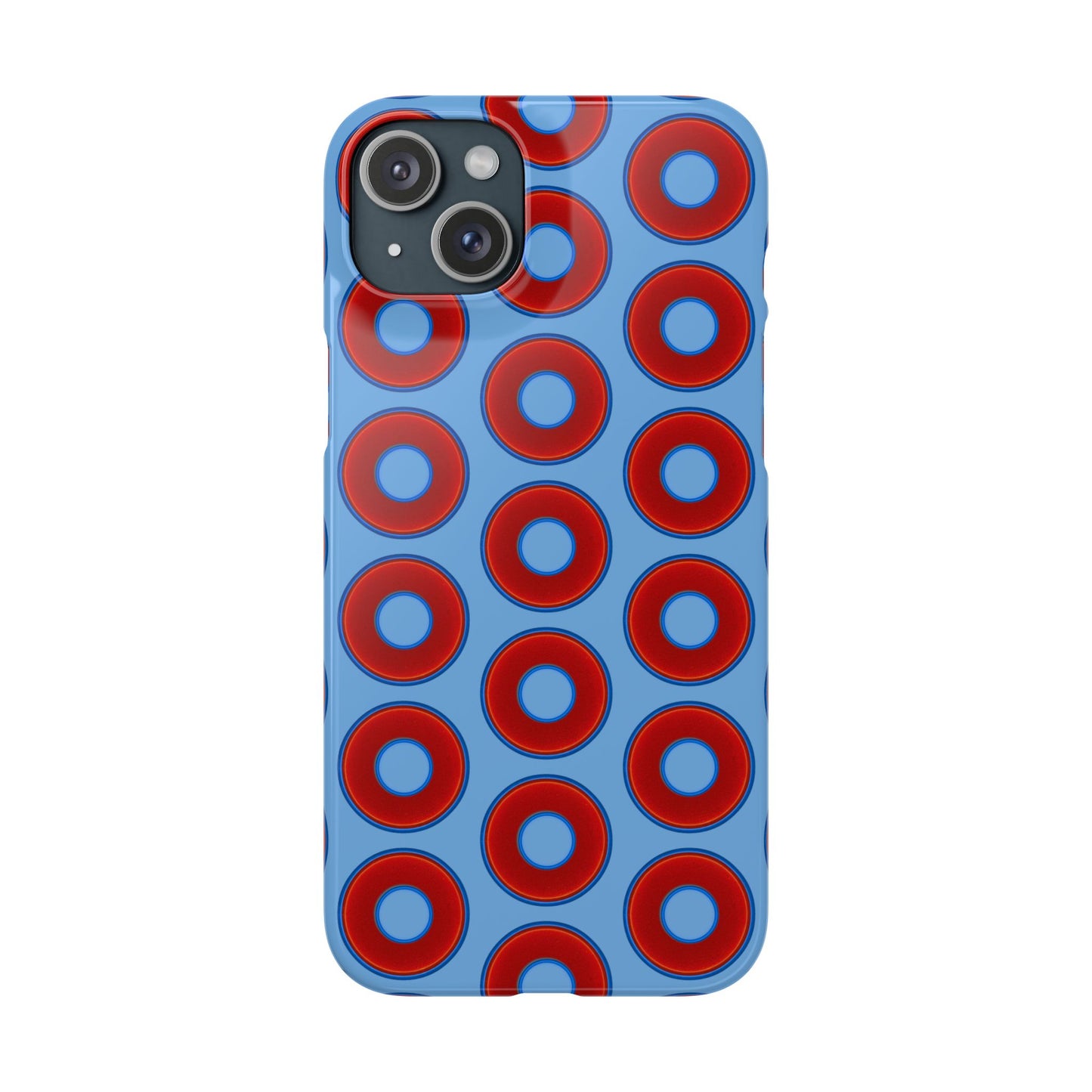 Lumpy Donut Snap Case - red vivid donut print w/light blue background
