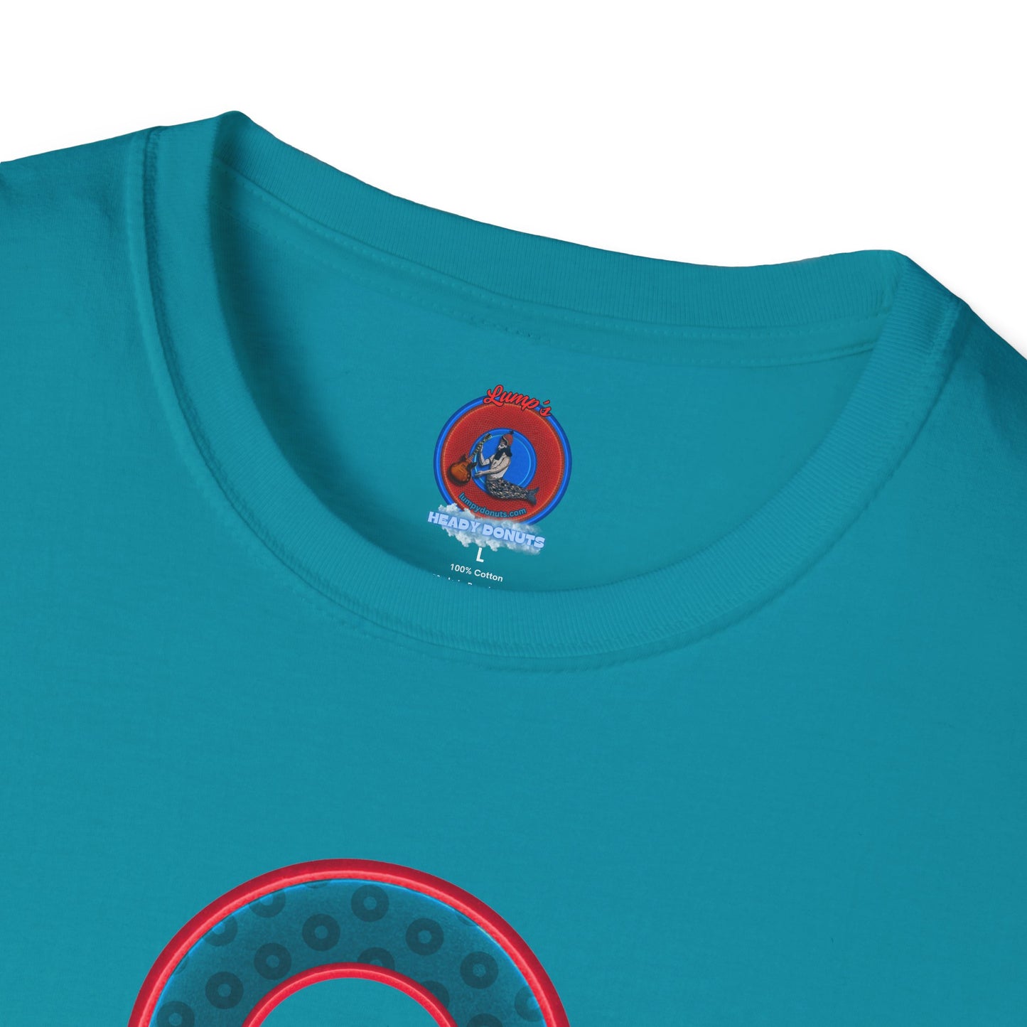 Plain Donuts/Unisex Soft-Style - "Plain Wide Mouthed Paradoxical Donuts" - dark aquamarine blue/red donuts